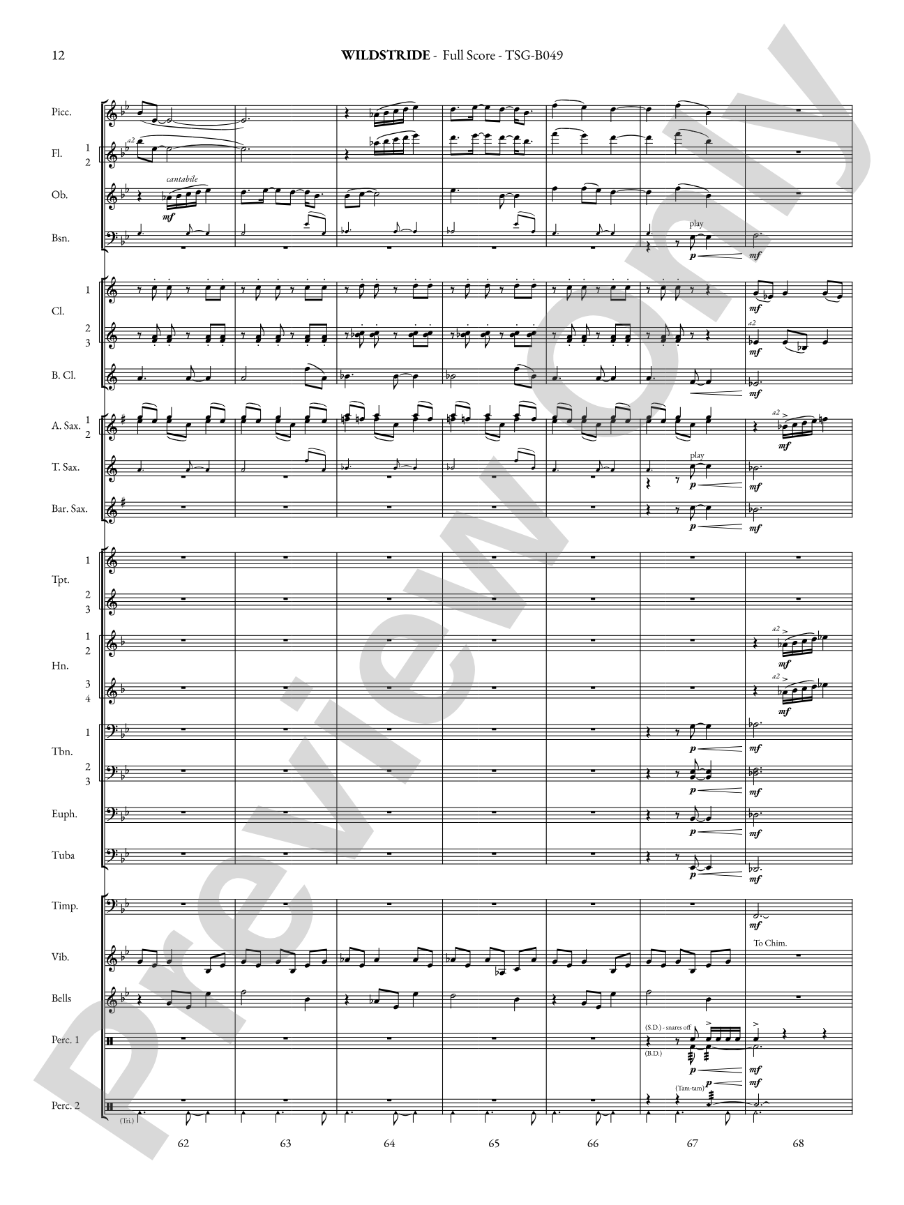 Wildstride: Concert Band Conductor Score & Parts