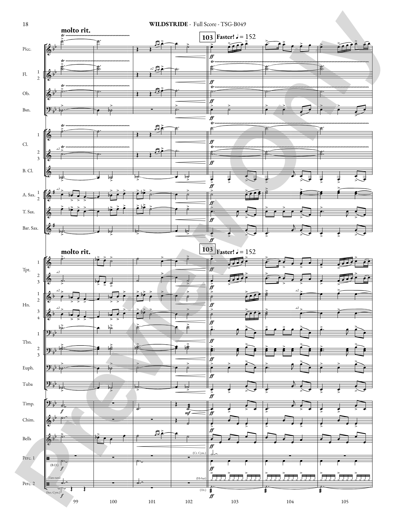 Wildstride: Concert Band Conductor Score & Parts