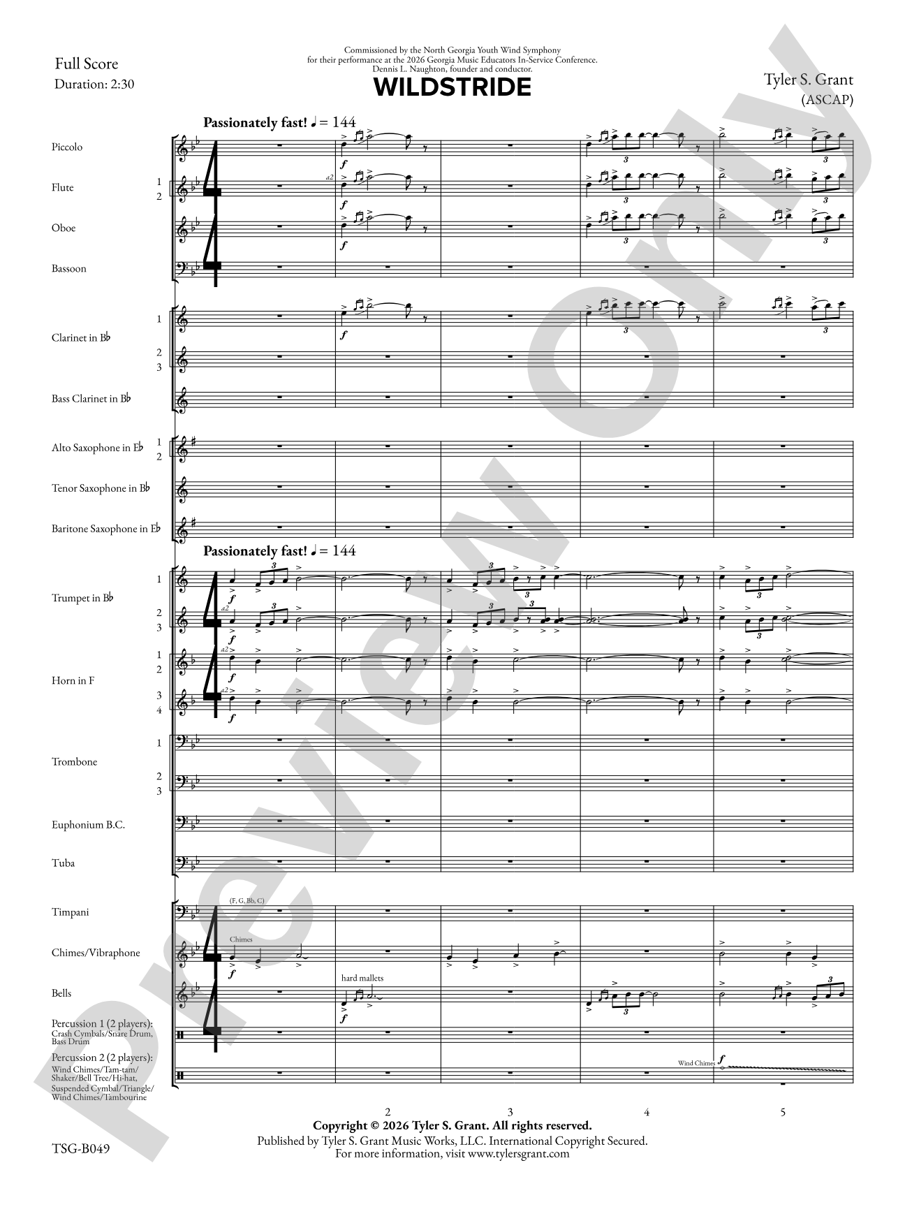 Wildstride: Concert Band Conductor Score & Parts