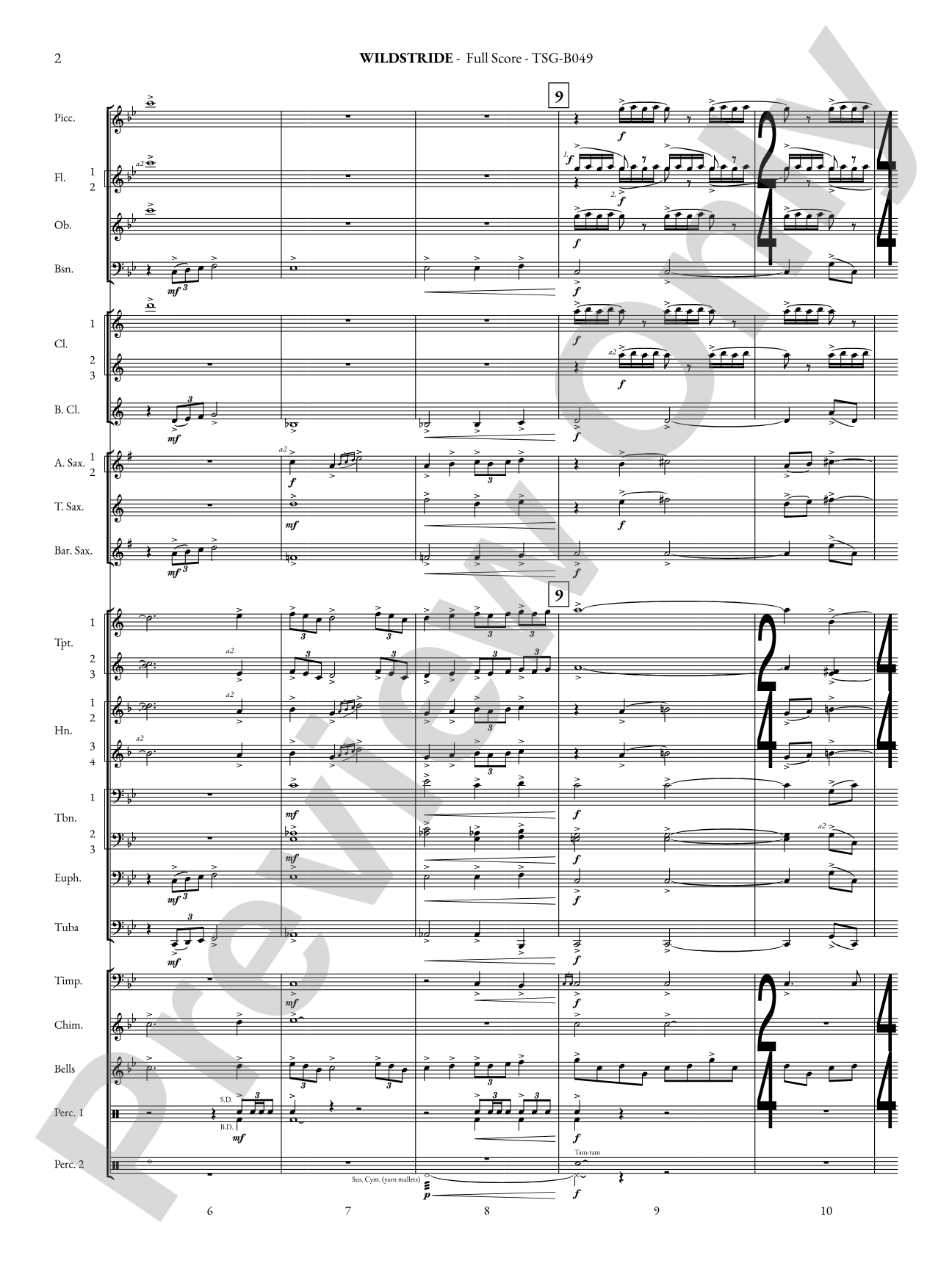 Wildstride: Concert Band Conductor Score & Parts