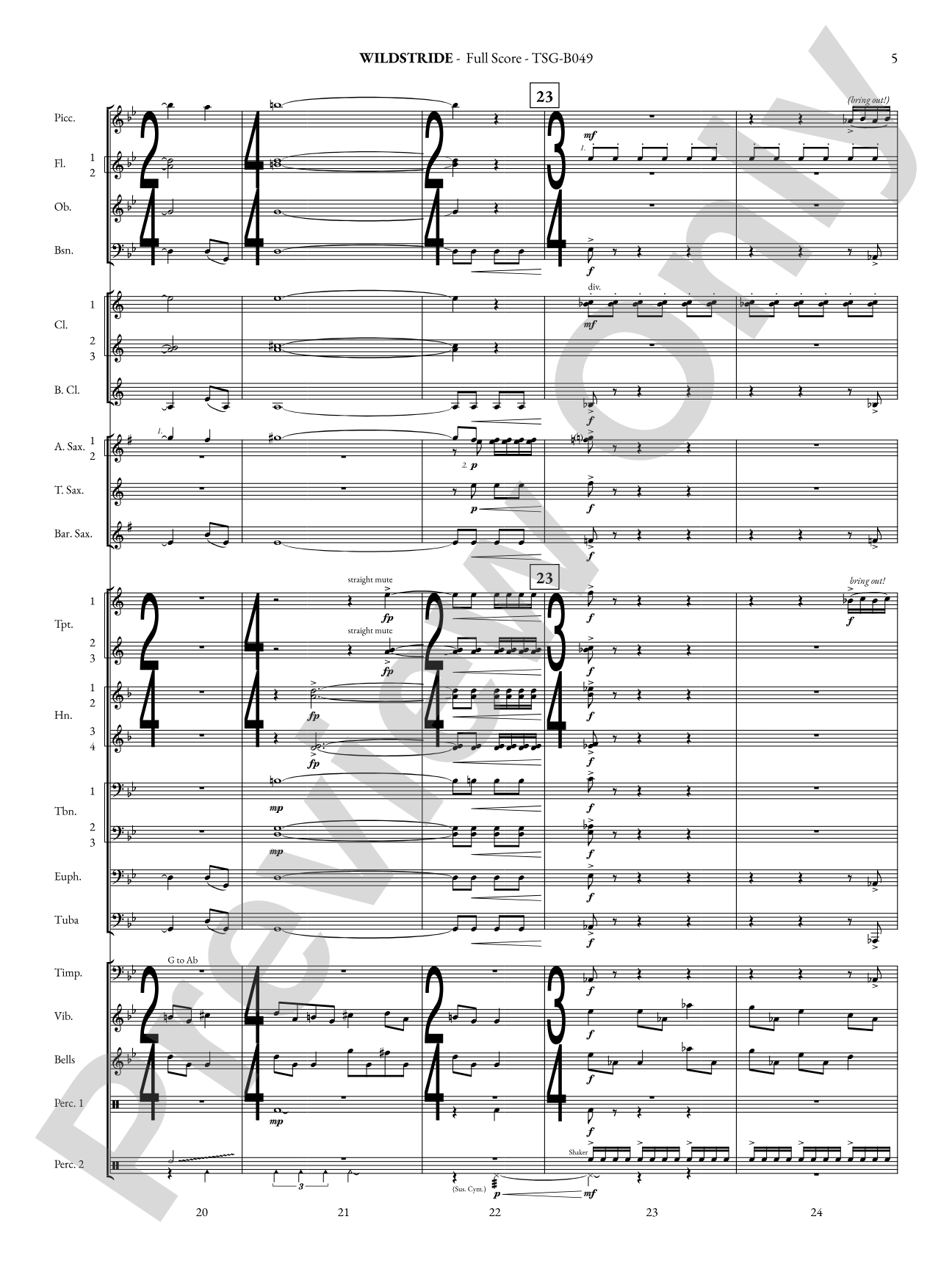 Wildstride: Concert Band Conductor Score & Parts