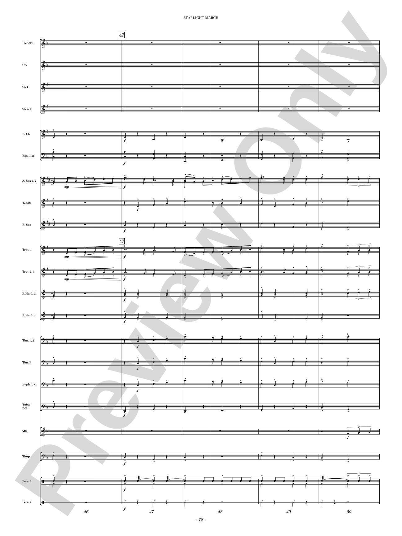Starlight March: Concert Band Conductor Score & Parts