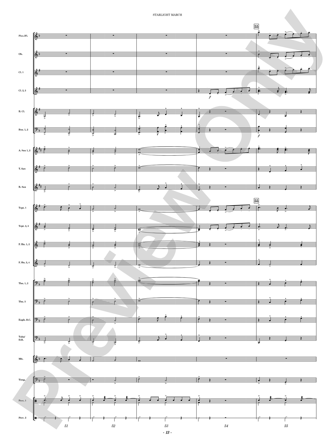 Starlight March: Concert Band Conductor Score & Parts