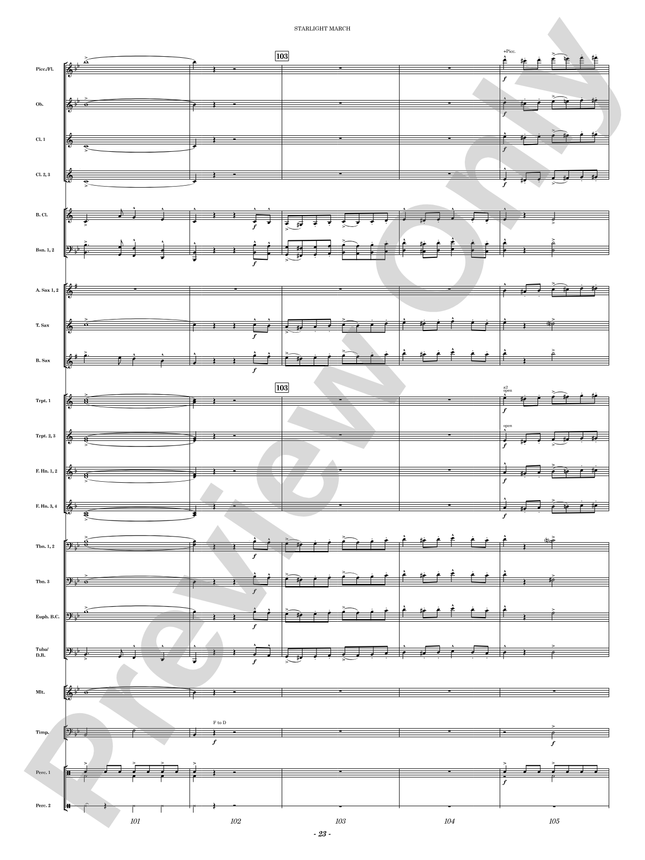 Starlight March: Concert Band Conductor Score & Parts