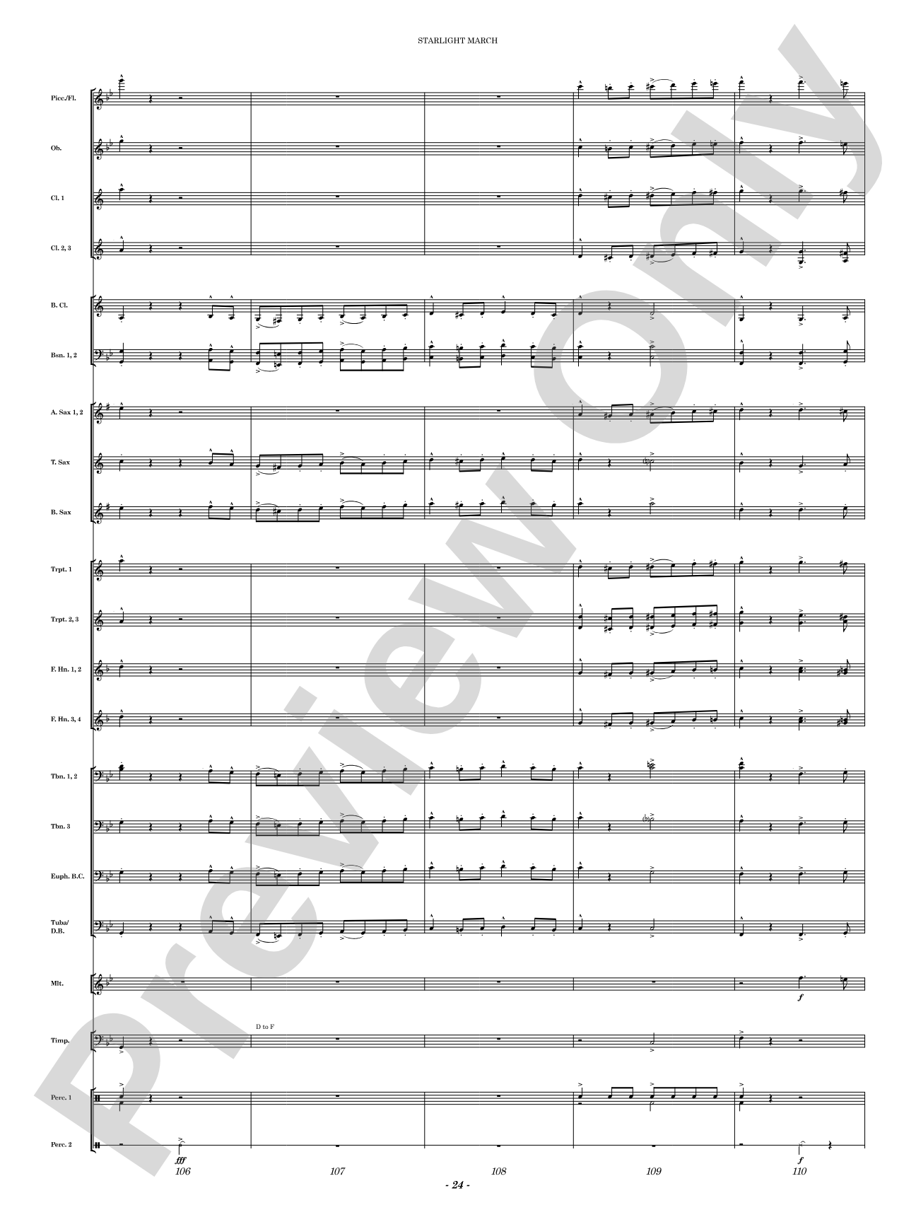 Starlight March: Concert Band Conductor Score & Parts