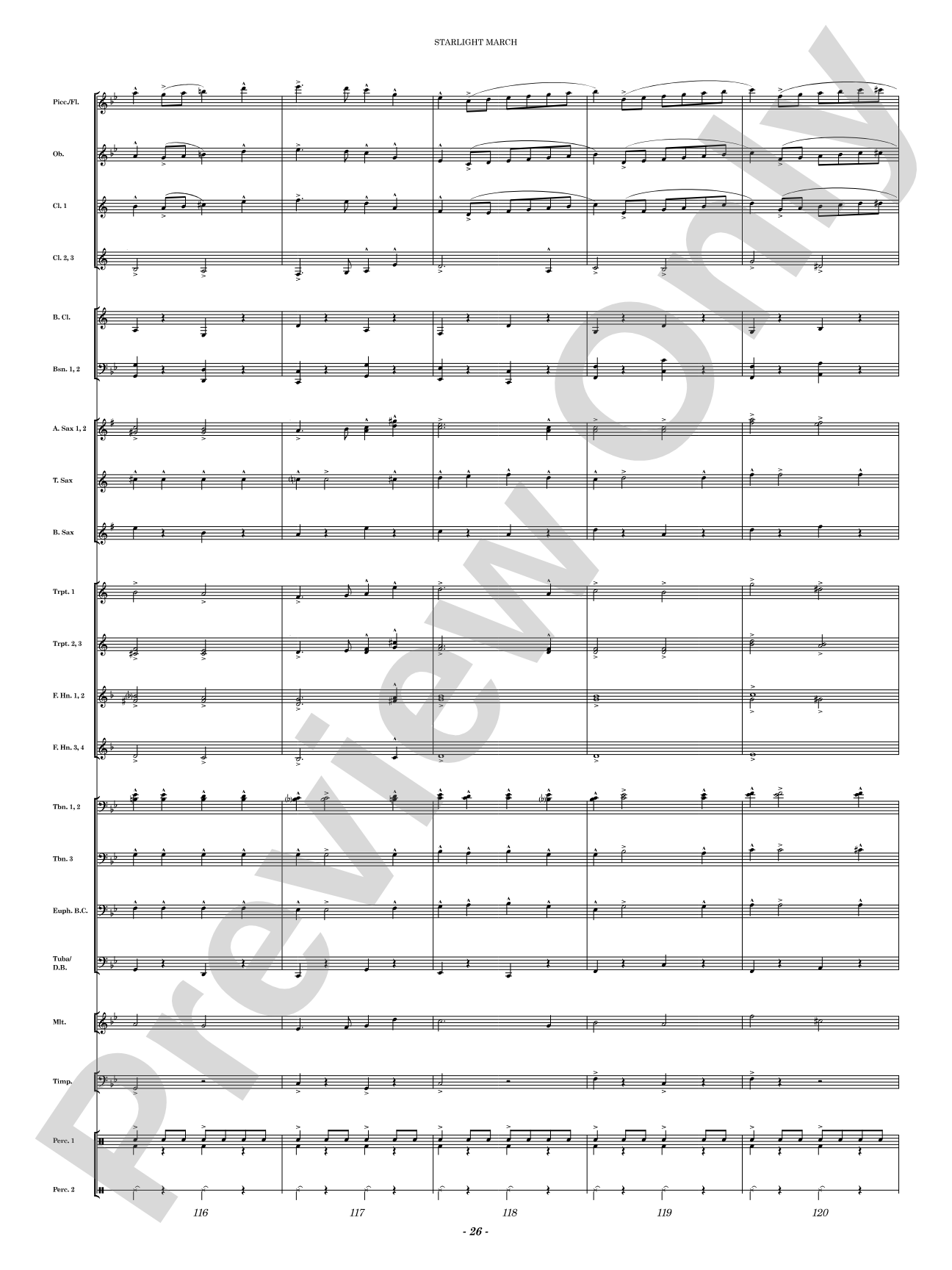 Starlight March: Concert Band Conductor Score & Parts