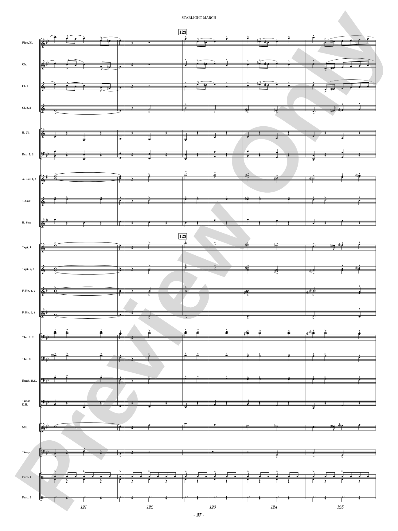 Starlight March: Concert Band Conductor Score & Parts