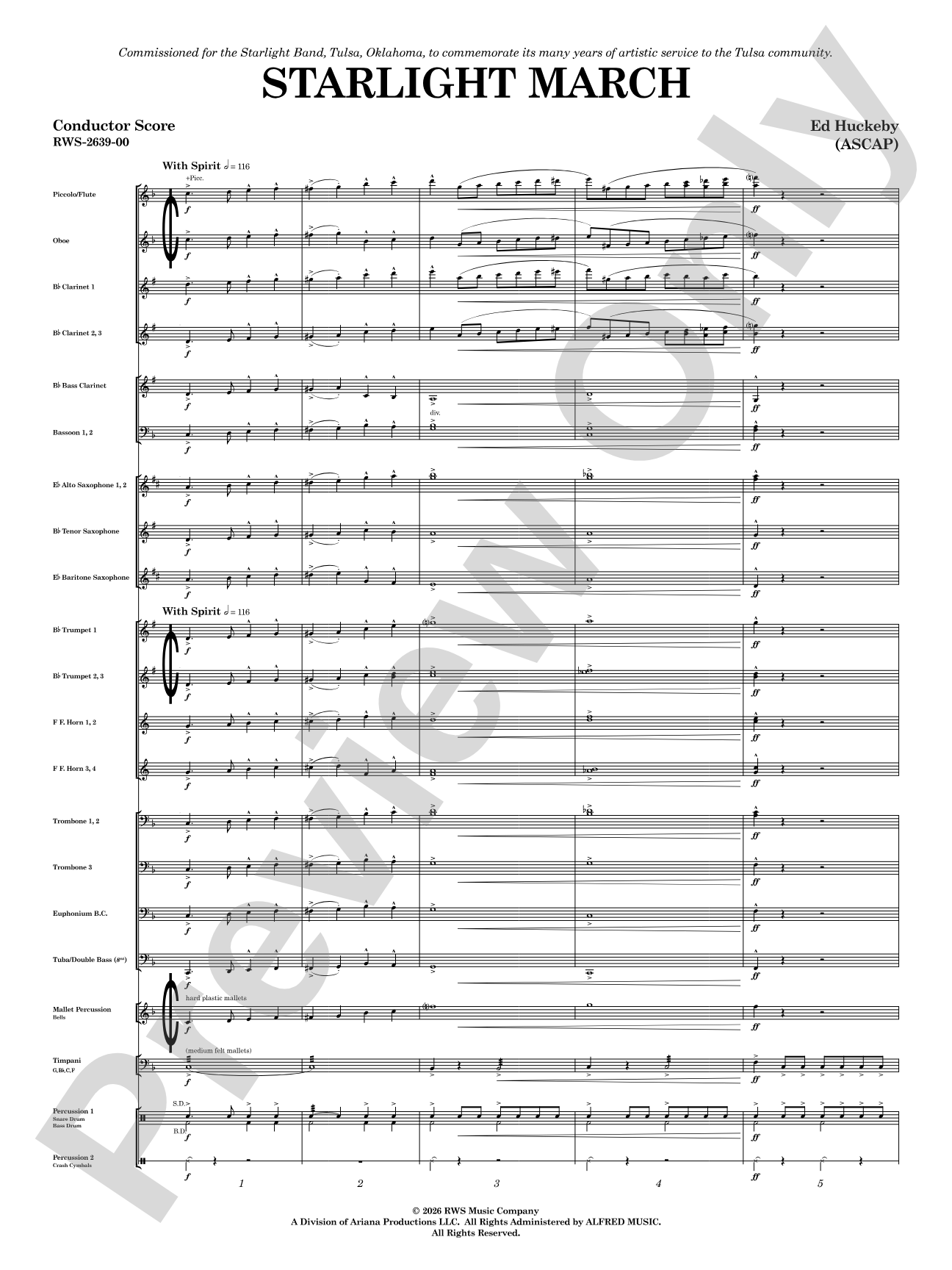 Starlight March: Concert Band Conductor Score & Parts