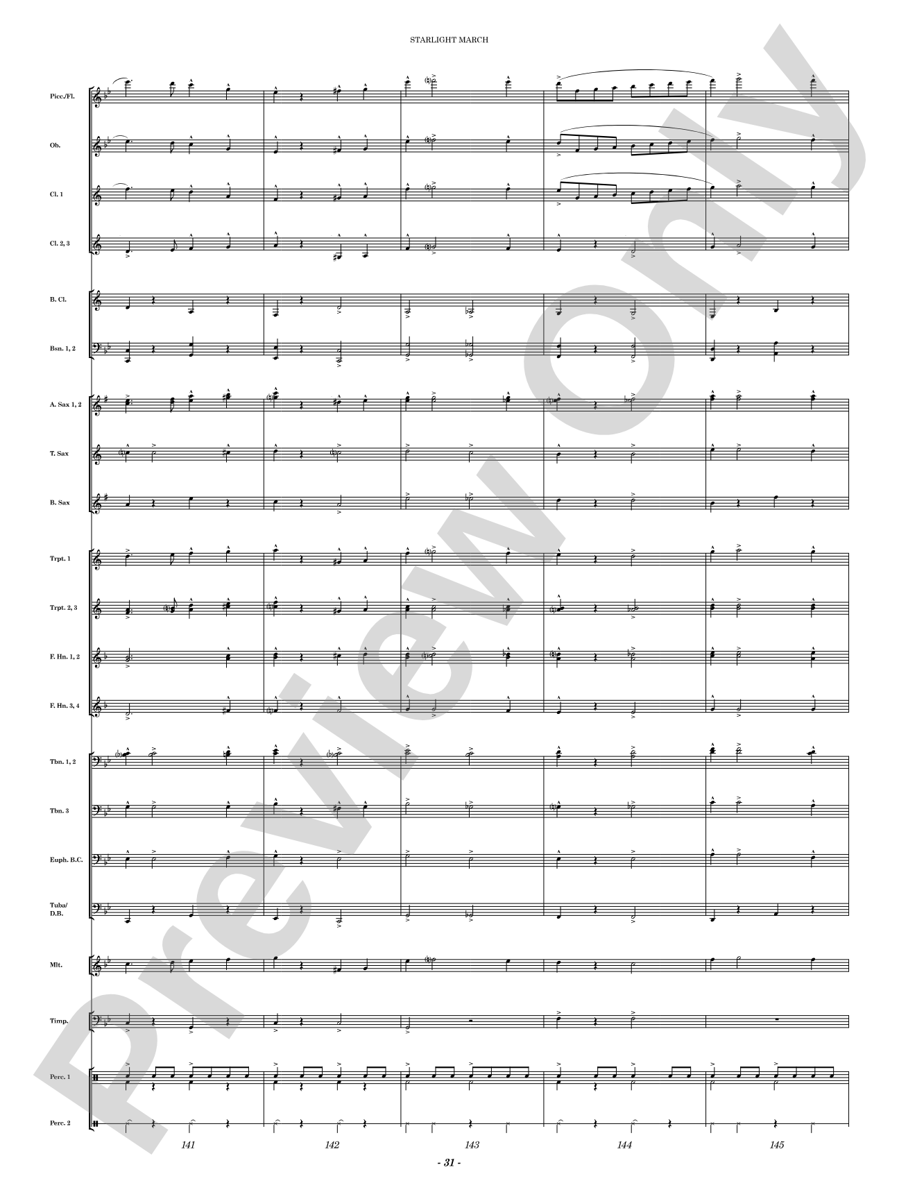 Starlight March: Concert Band Conductor Score & Parts