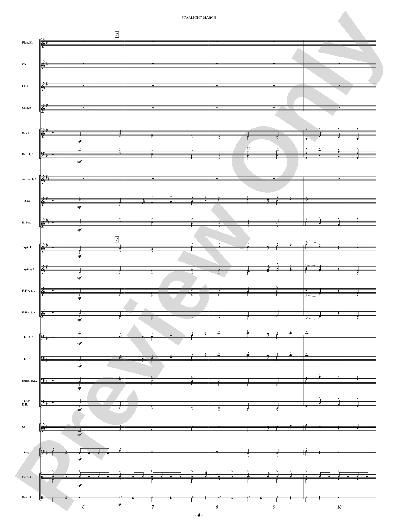 Starlight March: Concert Band Conductor Score & Parts