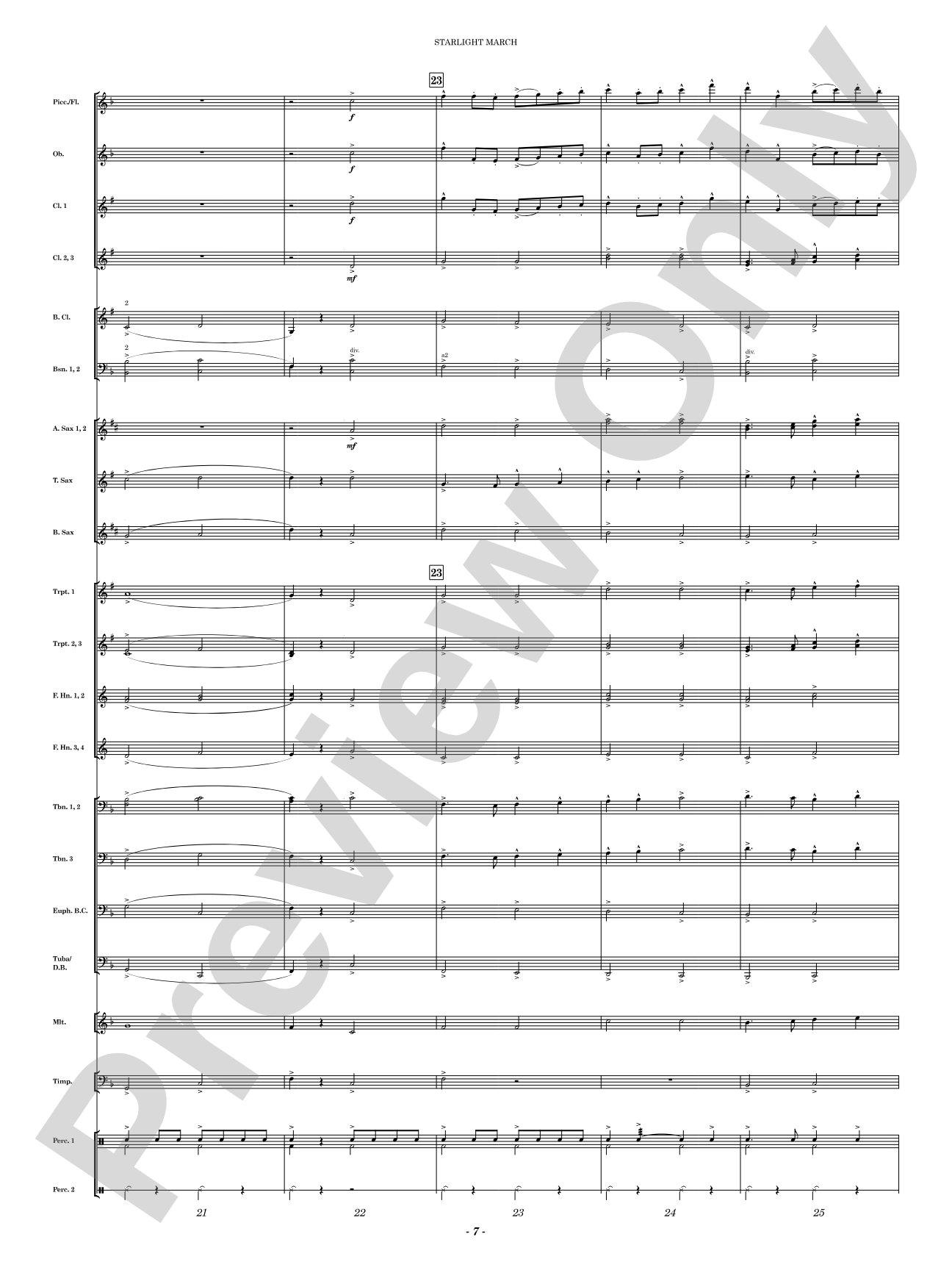 Starlight March: Concert Band Conductor Score & Parts