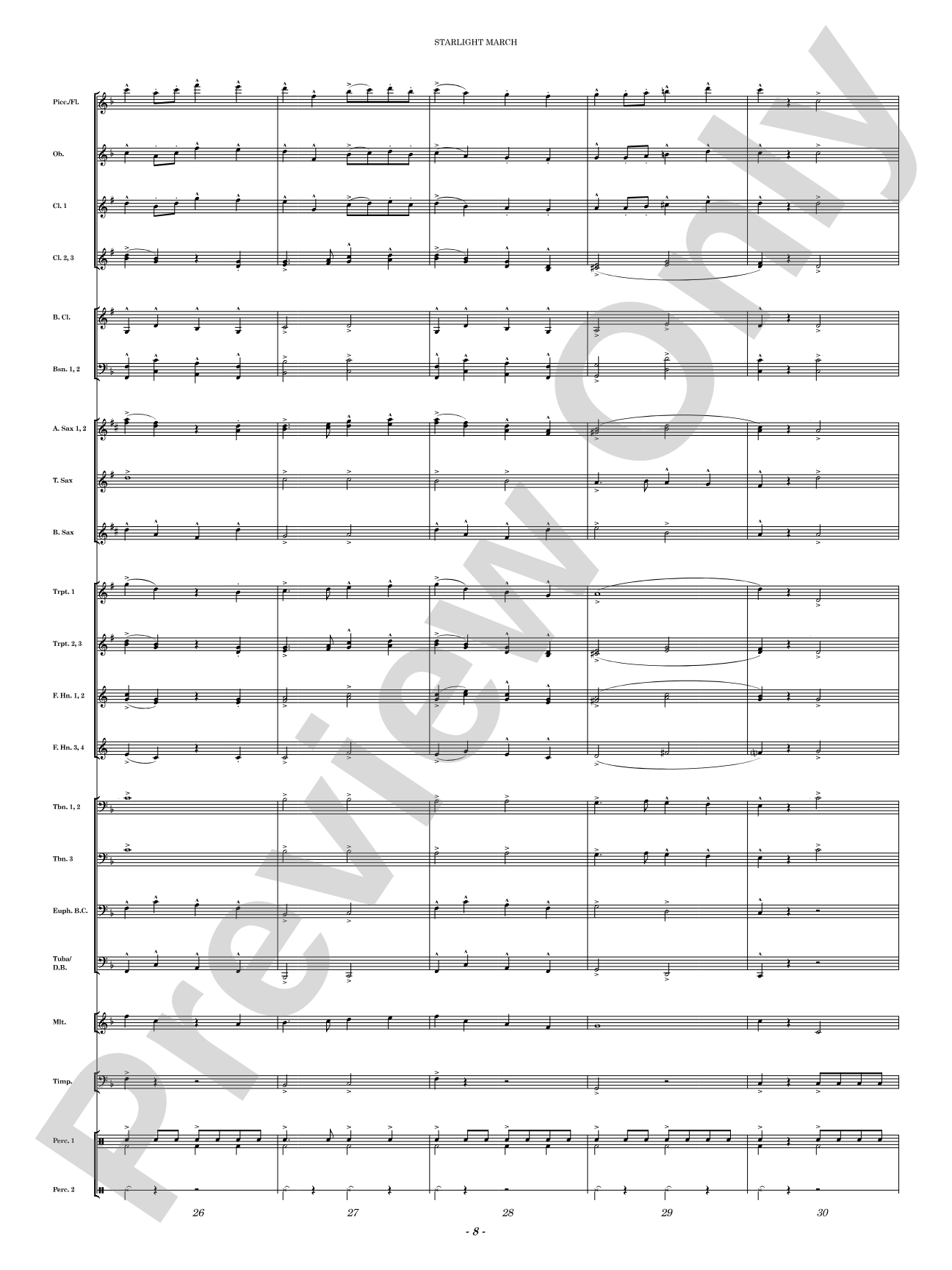 Starlight March: Concert Band Conductor Score & Parts