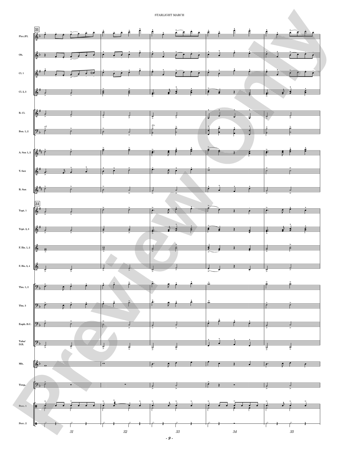Starlight March: Concert Band Conductor Score & Parts