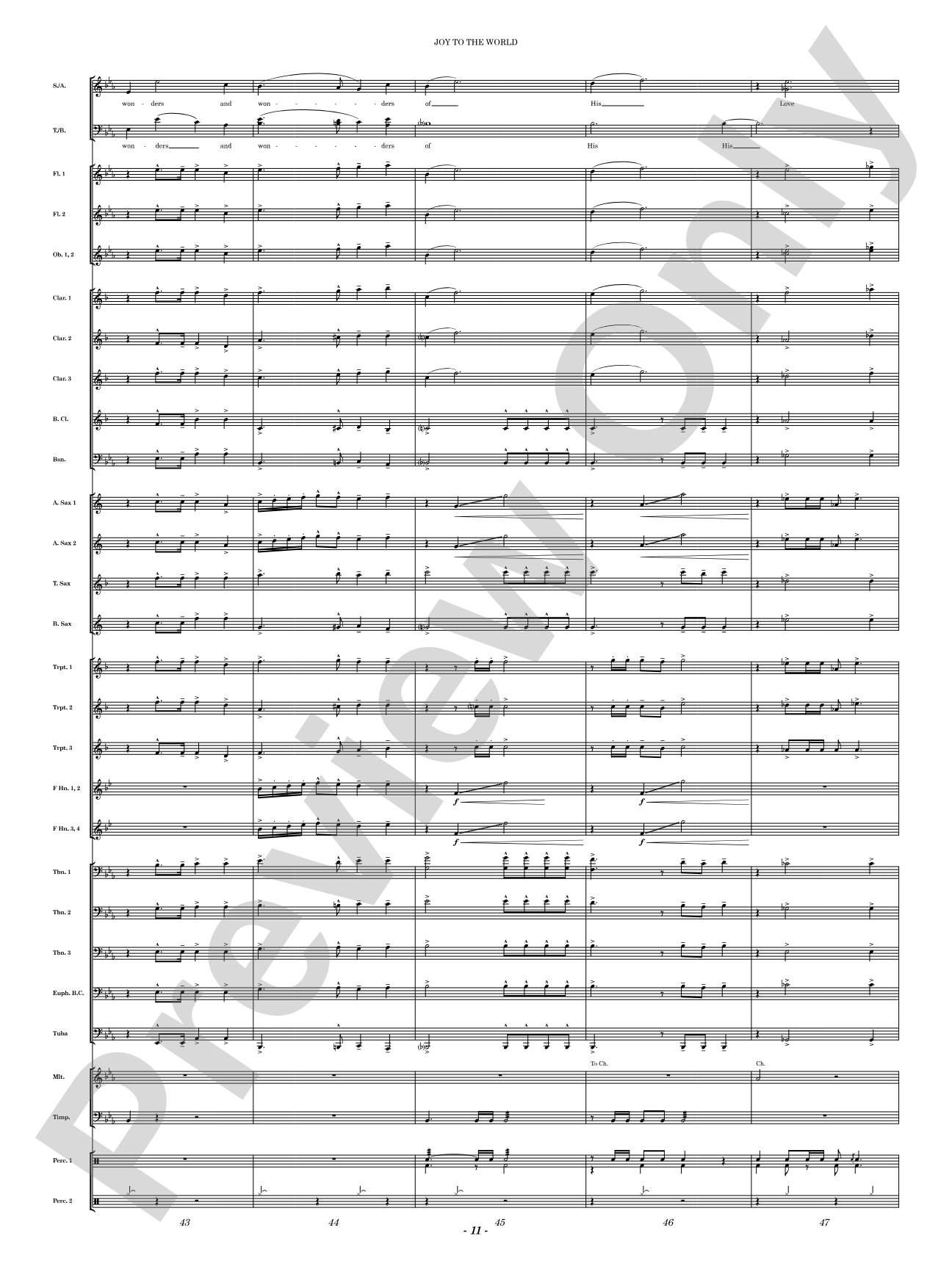 Joy to the World: Concert Band Conductor Score & Parts