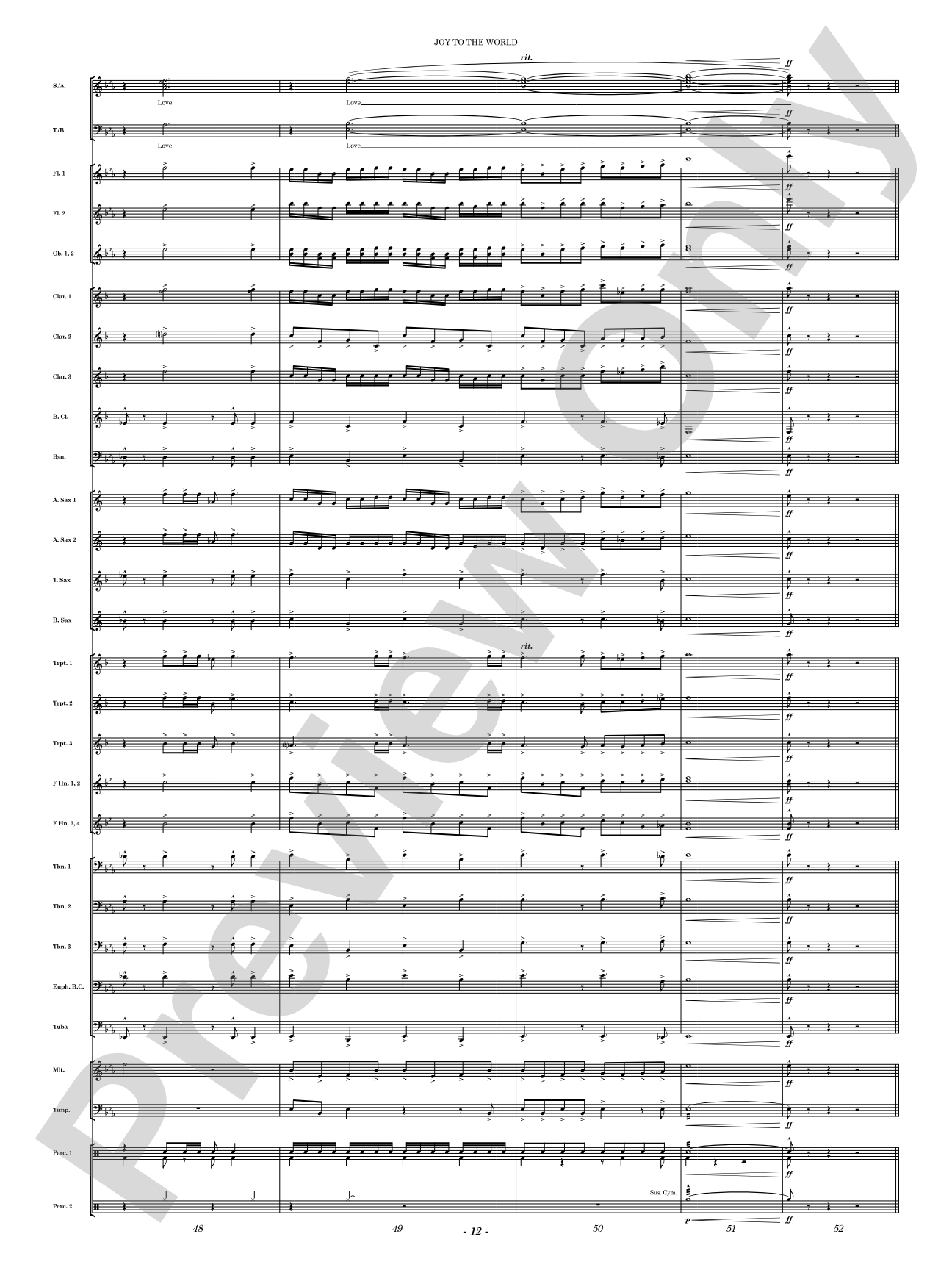 Joy to the World: Concert Band Conductor Score & Parts