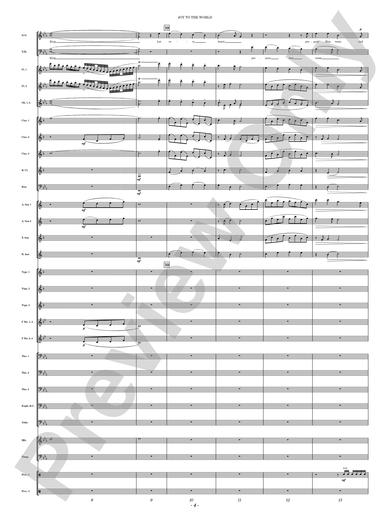 Joy to the World: Concert Band Conductor Score & Parts