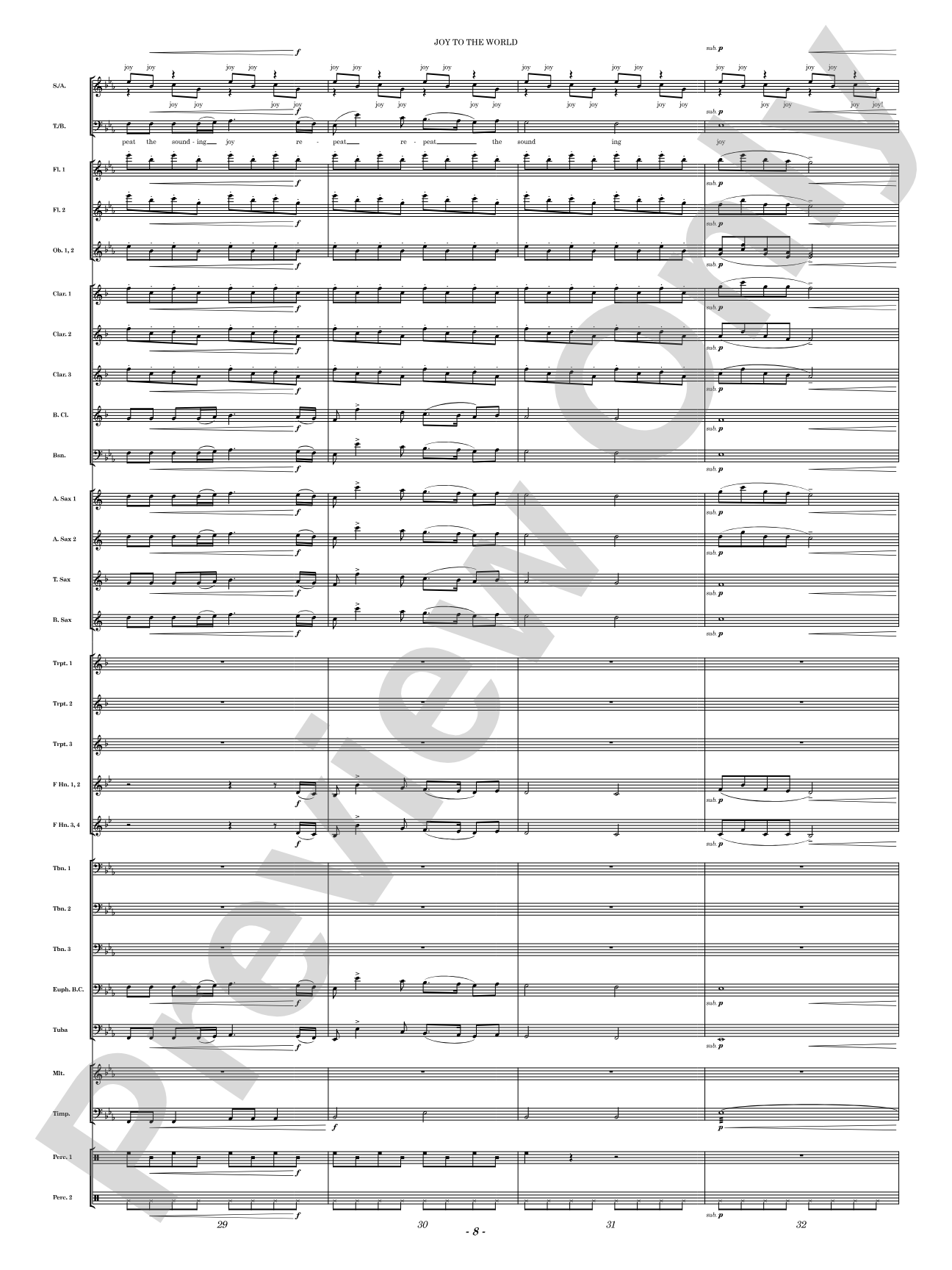 Joy to the World: Concert Band Conductor Score & Parts