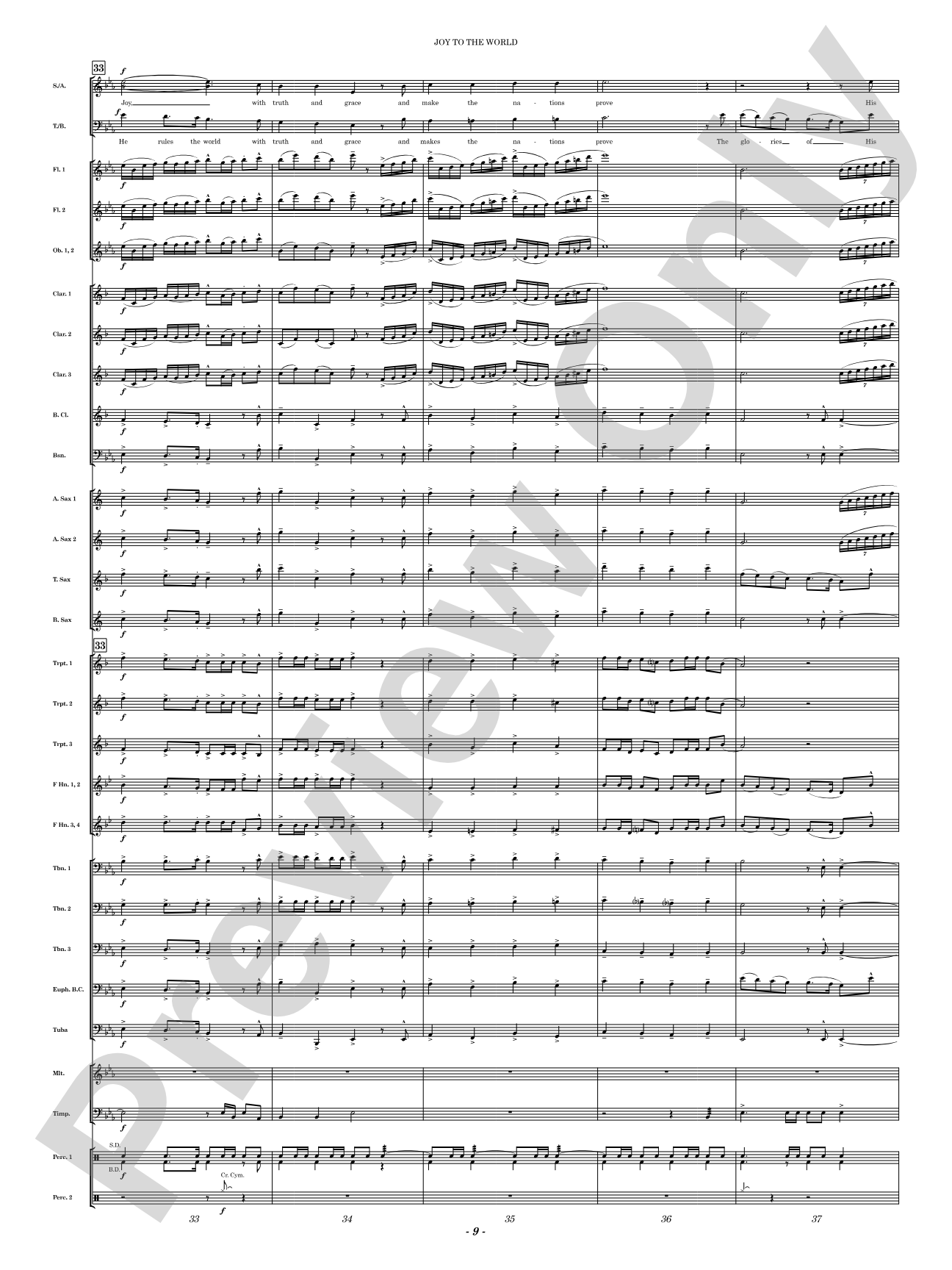 Joy to the World: Concert Band Conductor Score & Parts