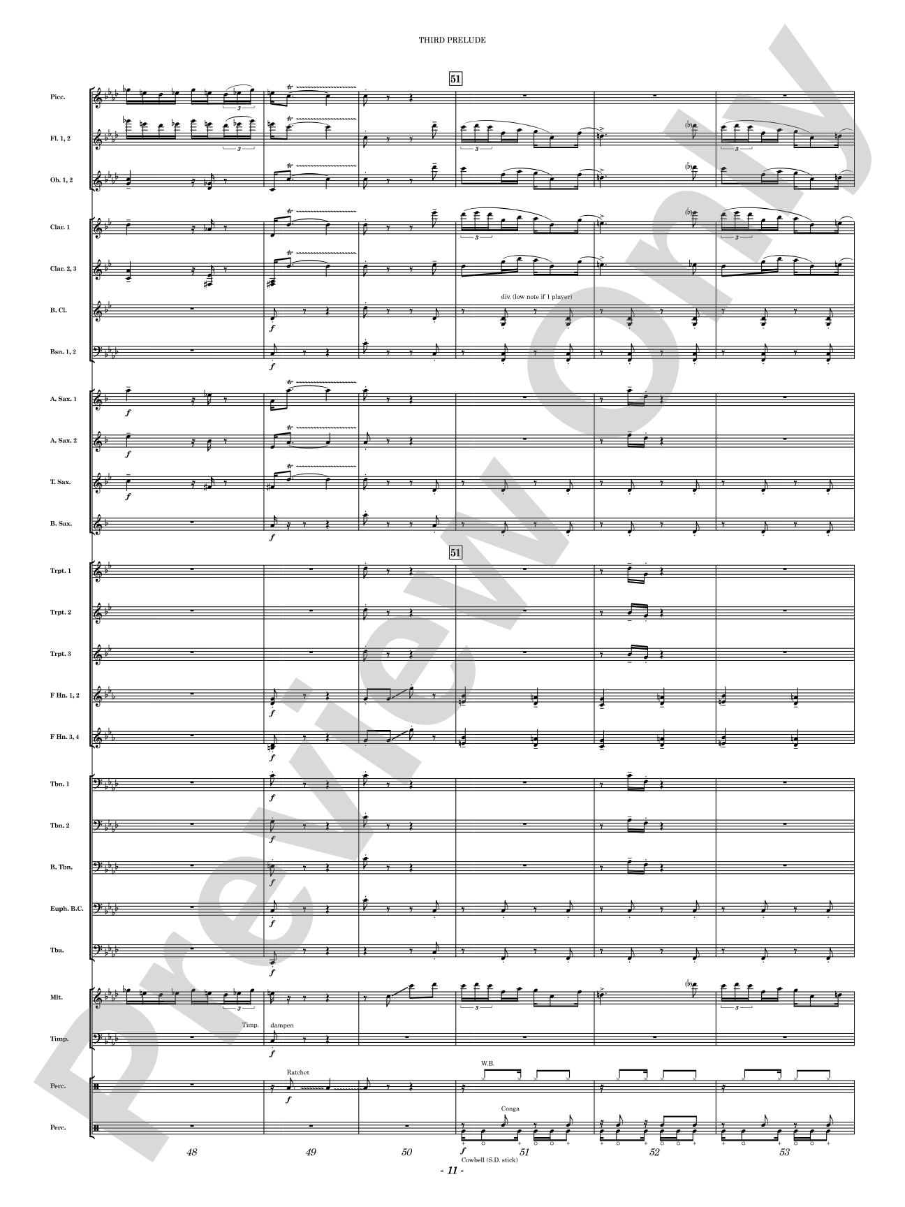 Third Prelude: Concert Band Conductor Score & Parts
