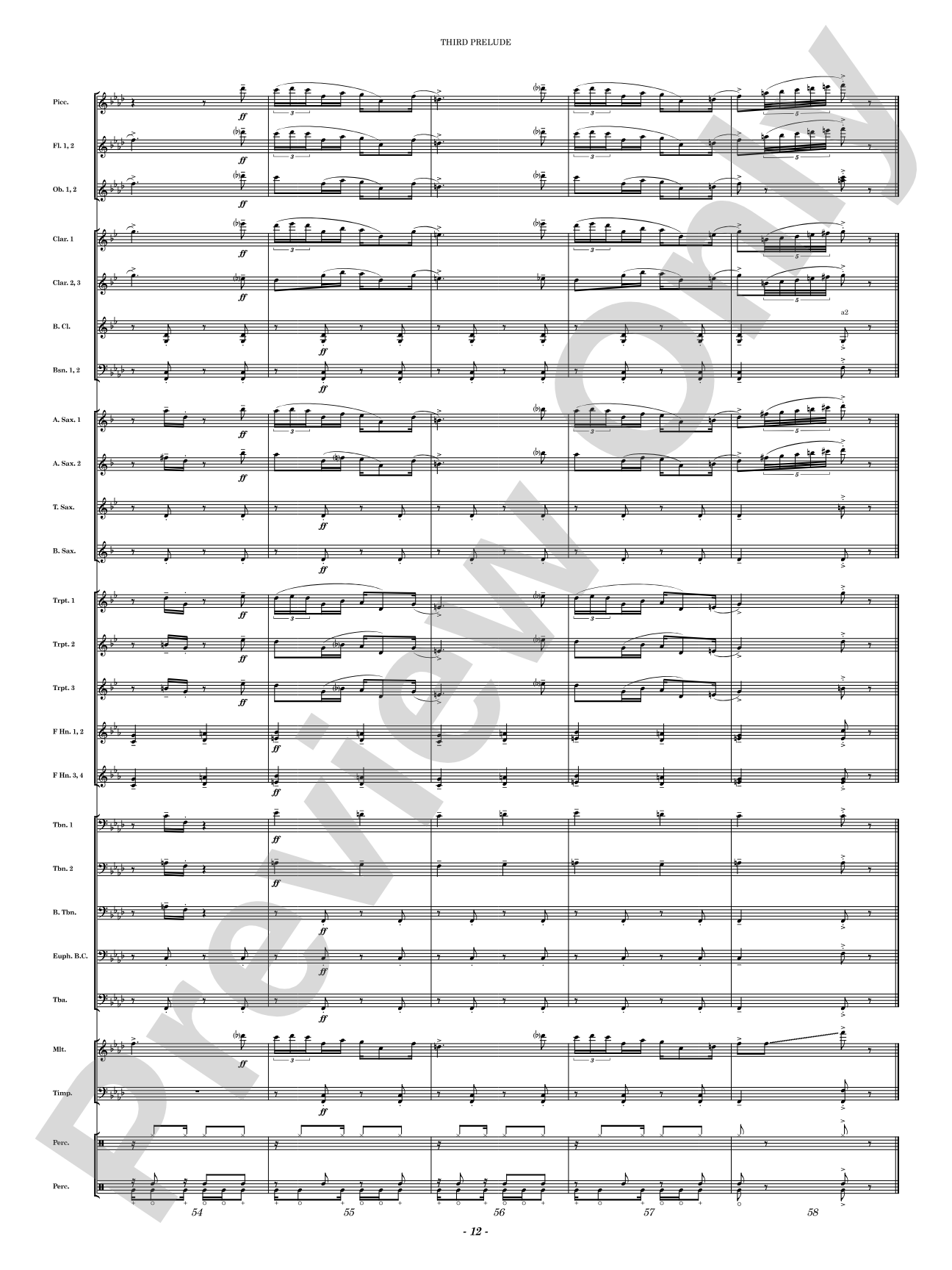 Third Prelude: Concert Band Conductor Score & Parts