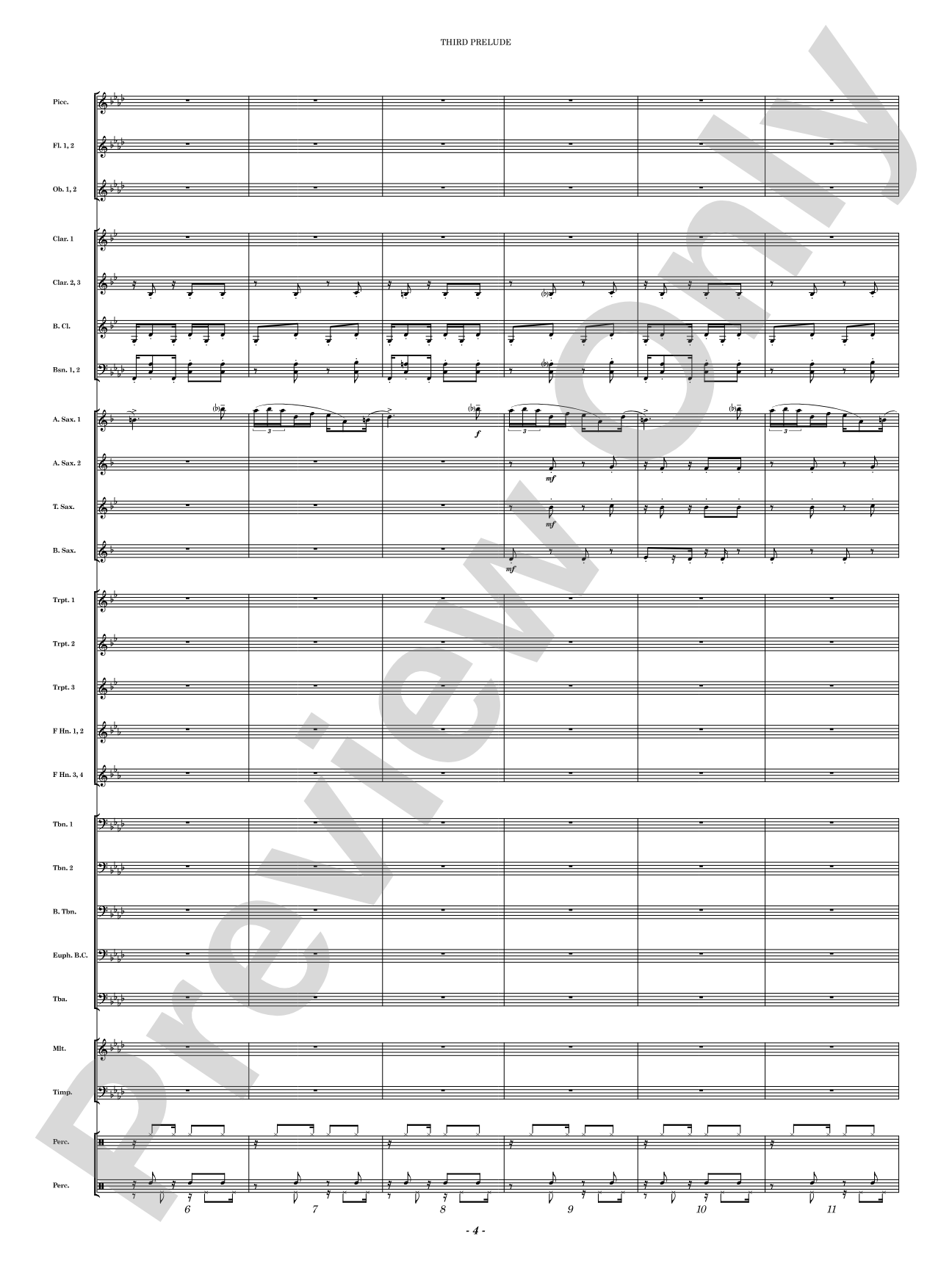 Third Prelude: Concert Band Conductor Score & Parts