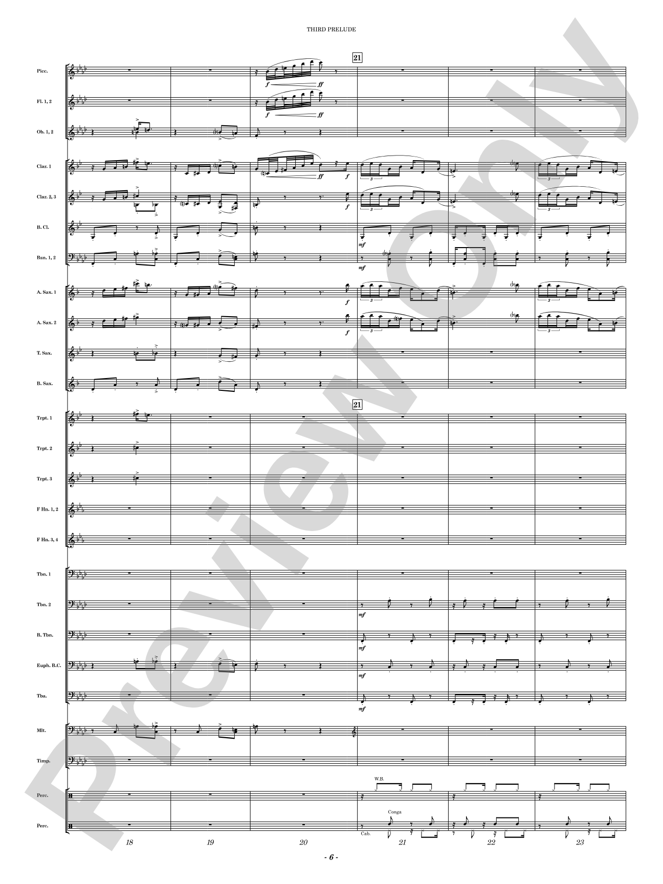Third Prelude: Concert Band Conductor Score & Parts