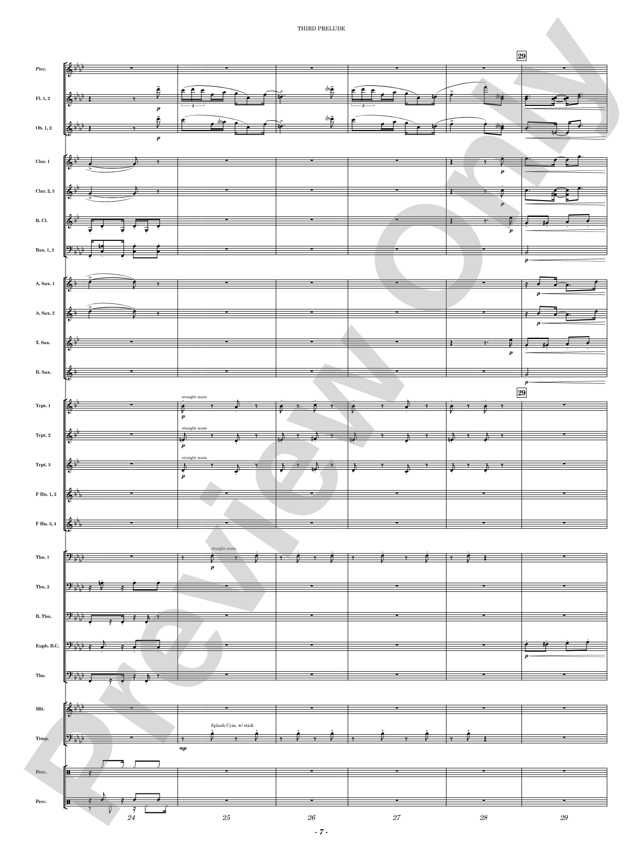 Third Prelude: Concert Band Conductor Score & Parts