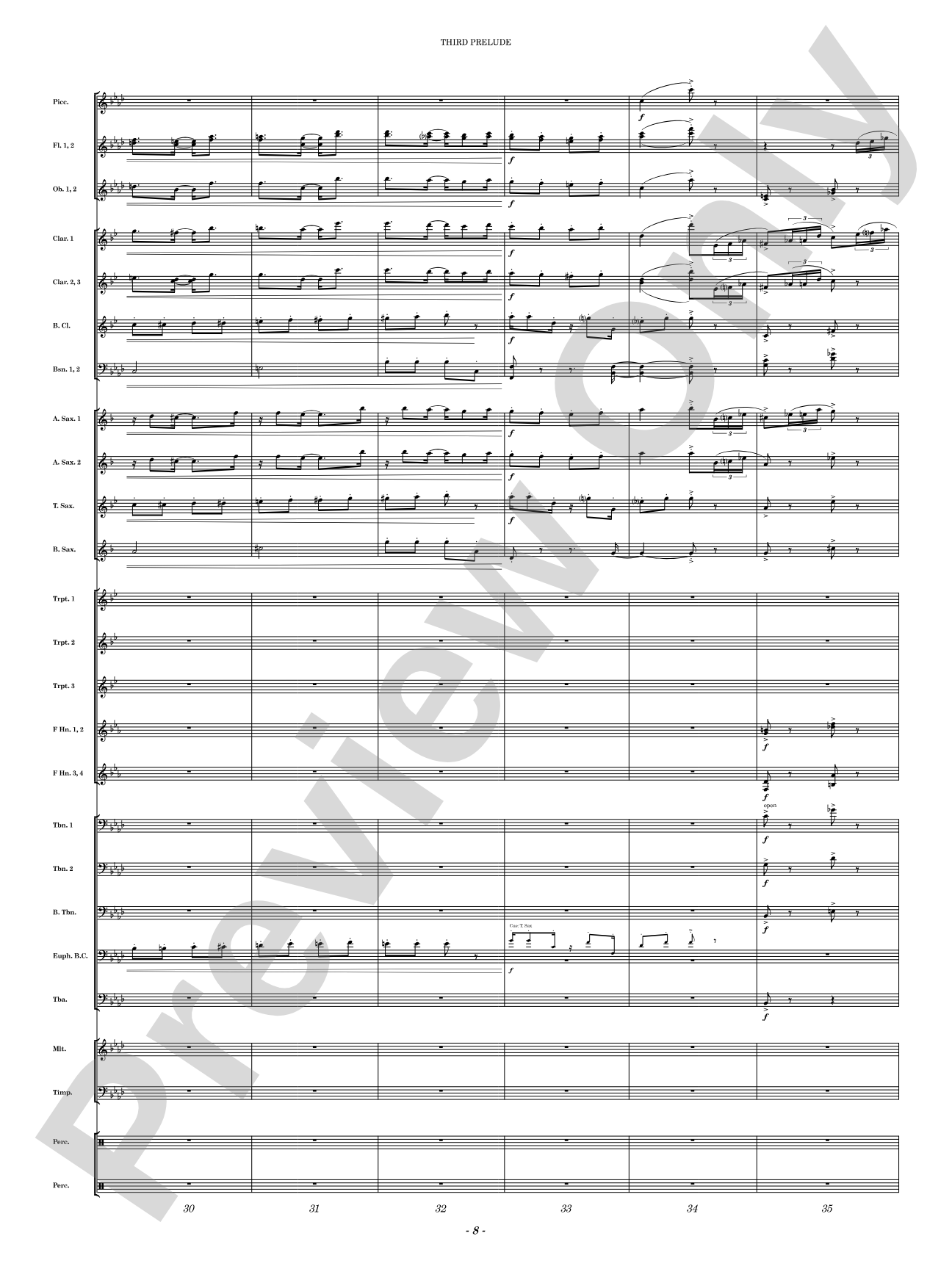 Third Prelude: Concert Band Conductor Score & Parts