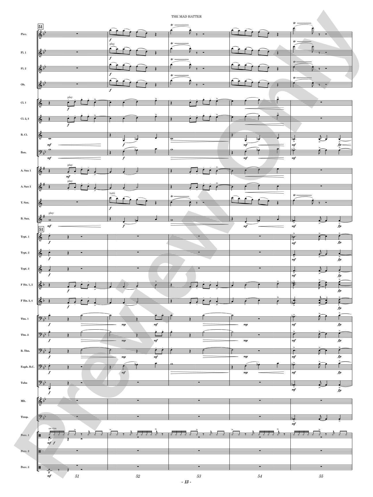 The Mad Hatter: Concert Band Conductor Score & Parts