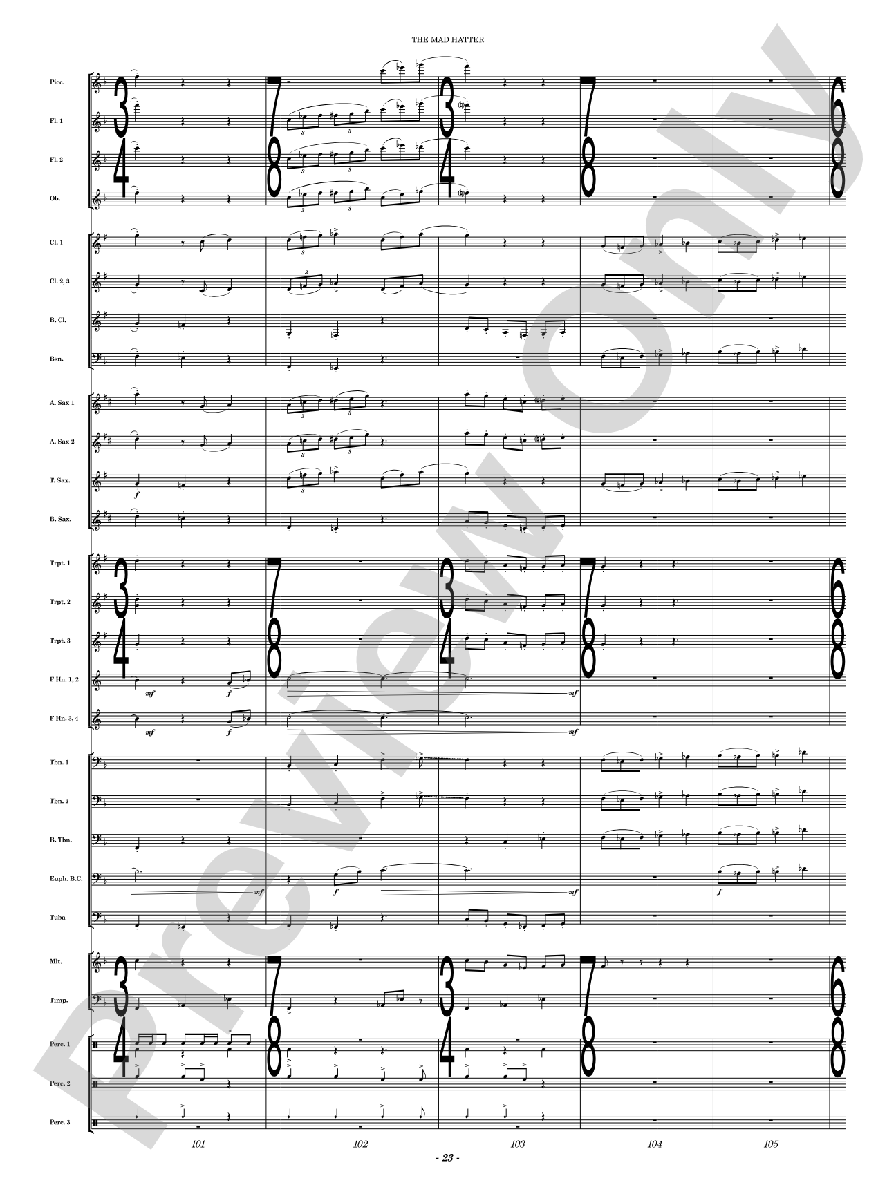 The Mad Hatter: Concert Band Conductor Score & Parts