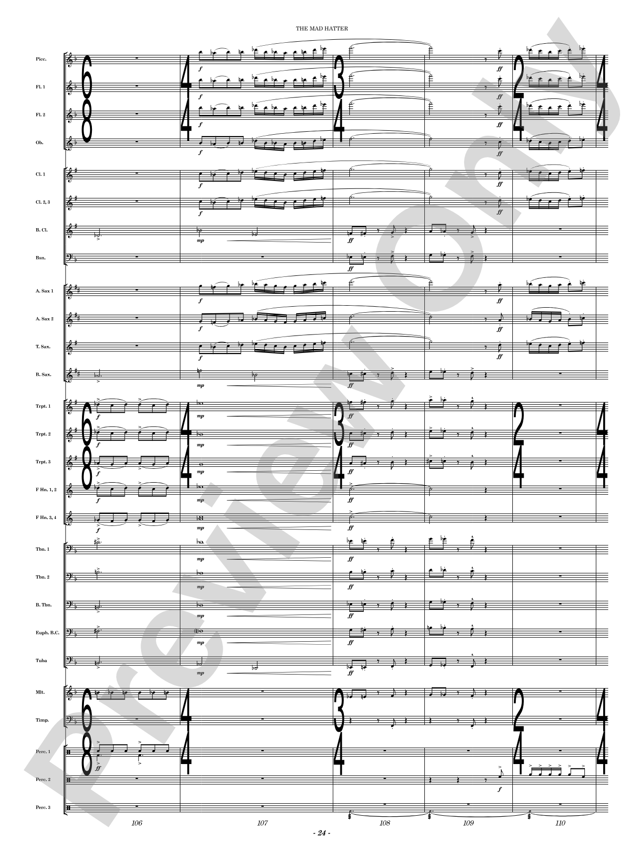 The Mad Hatter: Concert Band Conductor Score & Parts