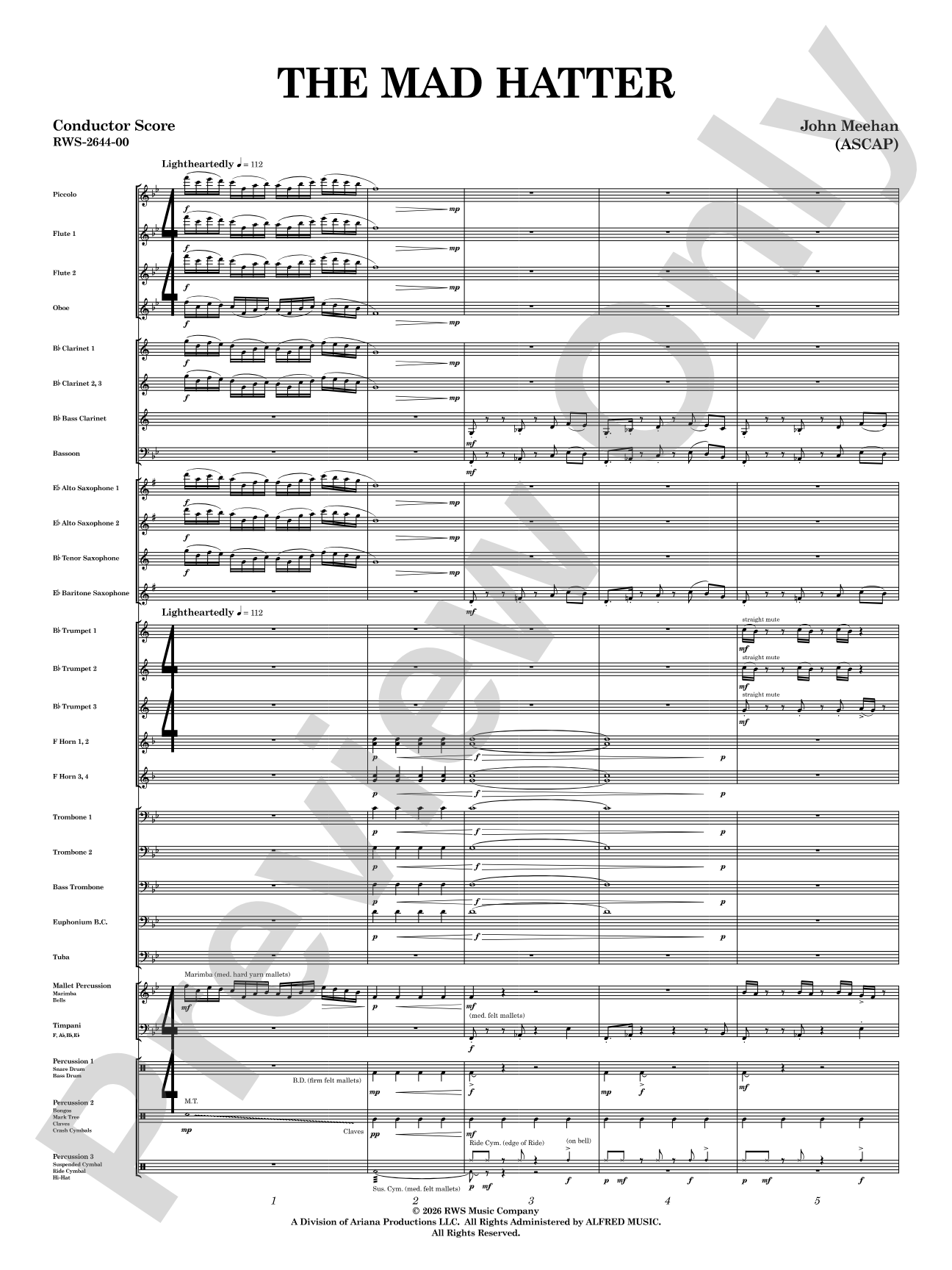 The Mad Hatter: Concert Band Conductor Score & Parts