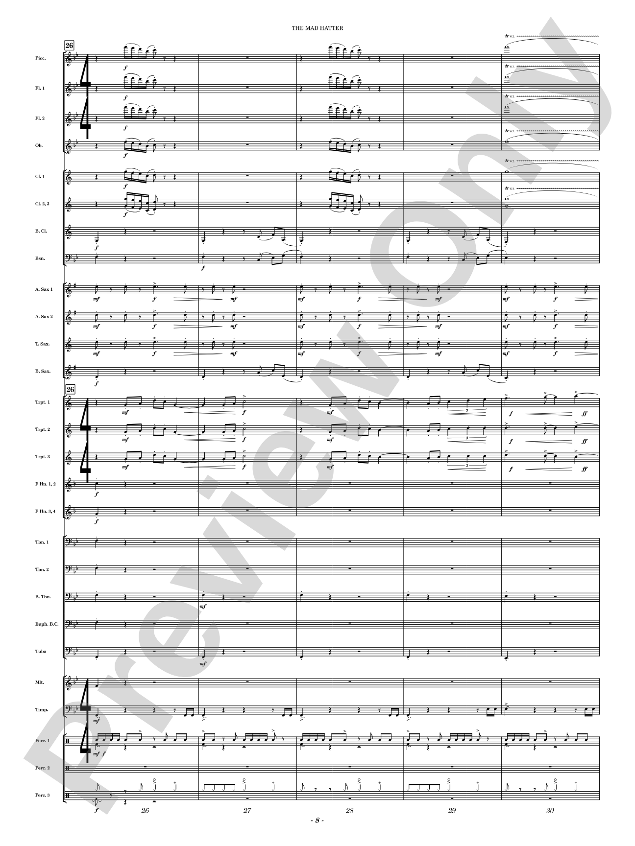 The Mad Hatter: Concert Band Conductor Score & Parts