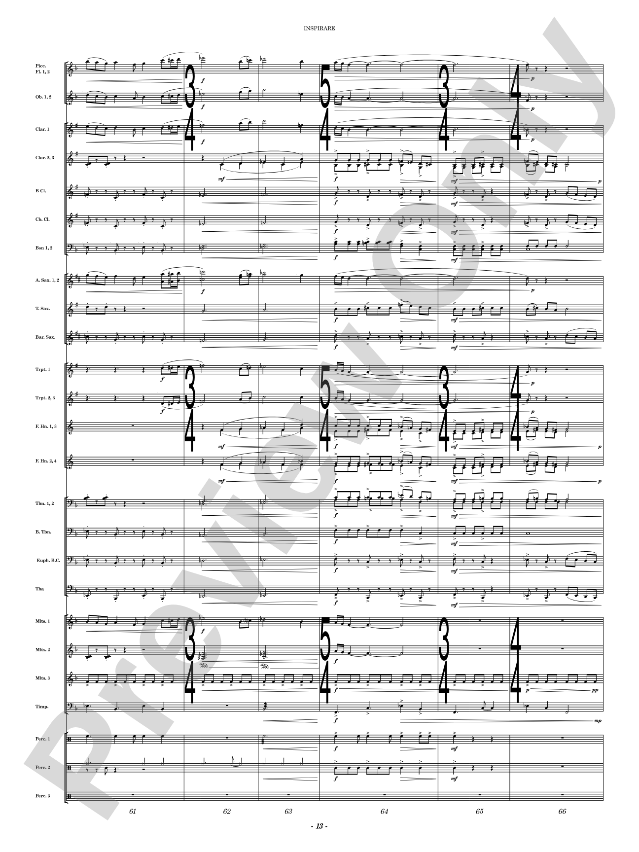 Inspirare: Concert Band Conductor Score & Parts