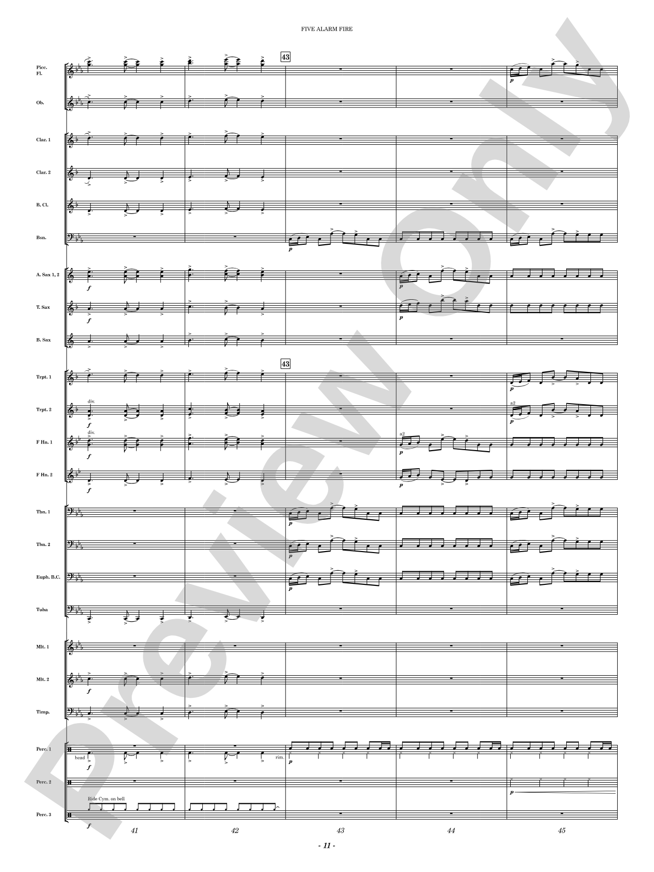 Five Alarm Fire: Concert Band Conductor Score & Parts