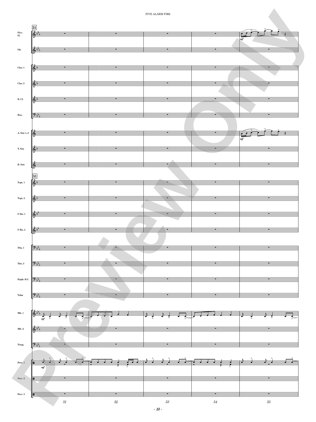 Five Alarm Fire: Concert Band Conductor Score & Parts