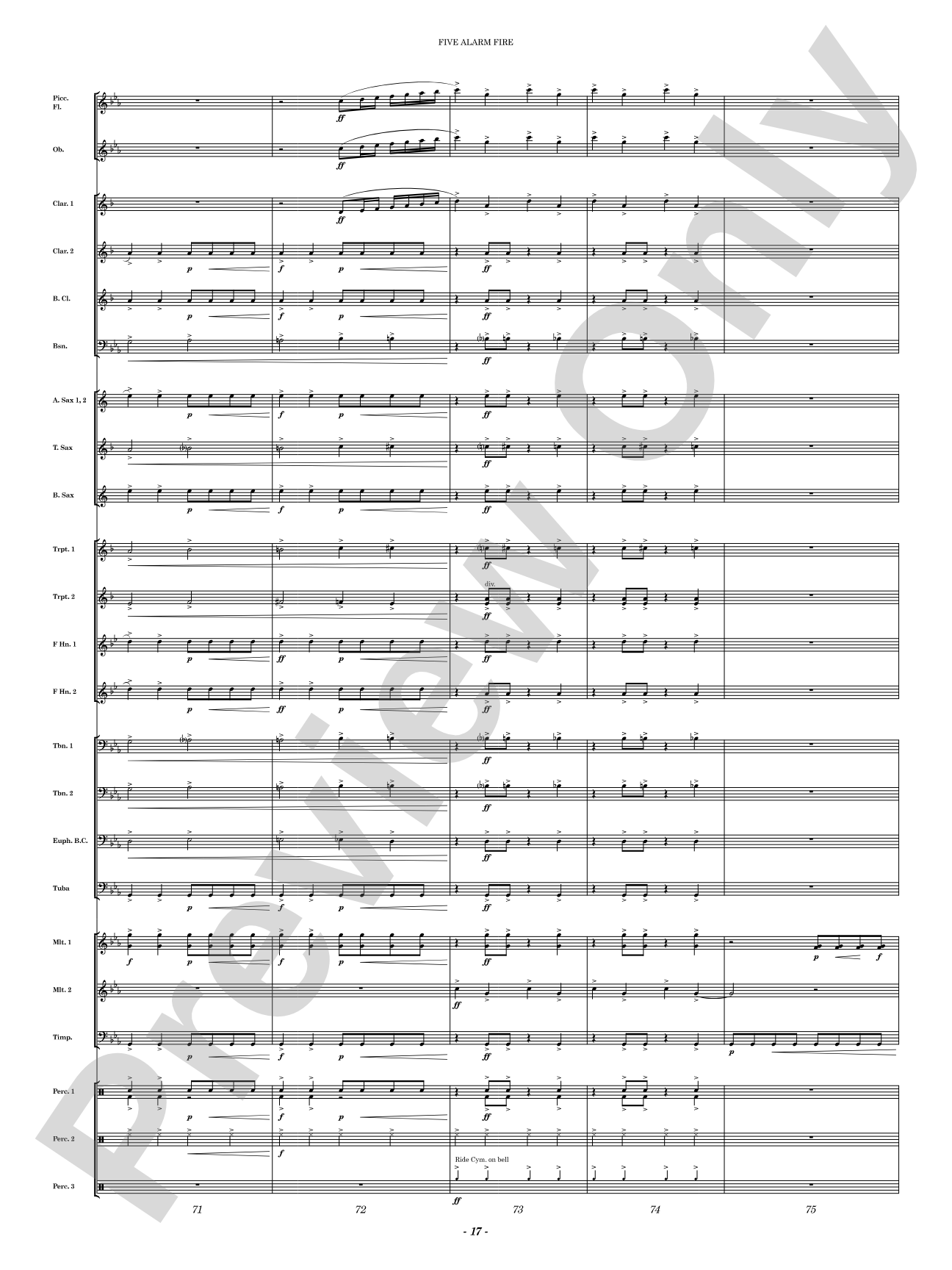Five Alarm Fire: Concert Band Conductor Score & Parts