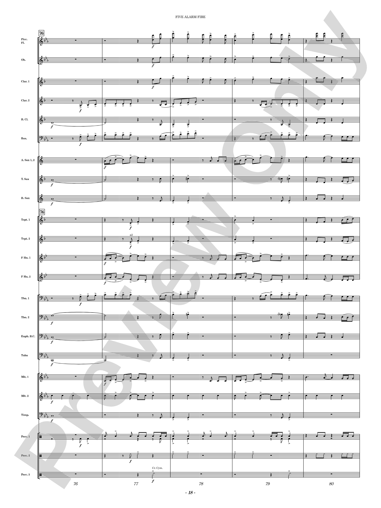 Five Alarm Fire: Concert Band Conductor Score & Parts