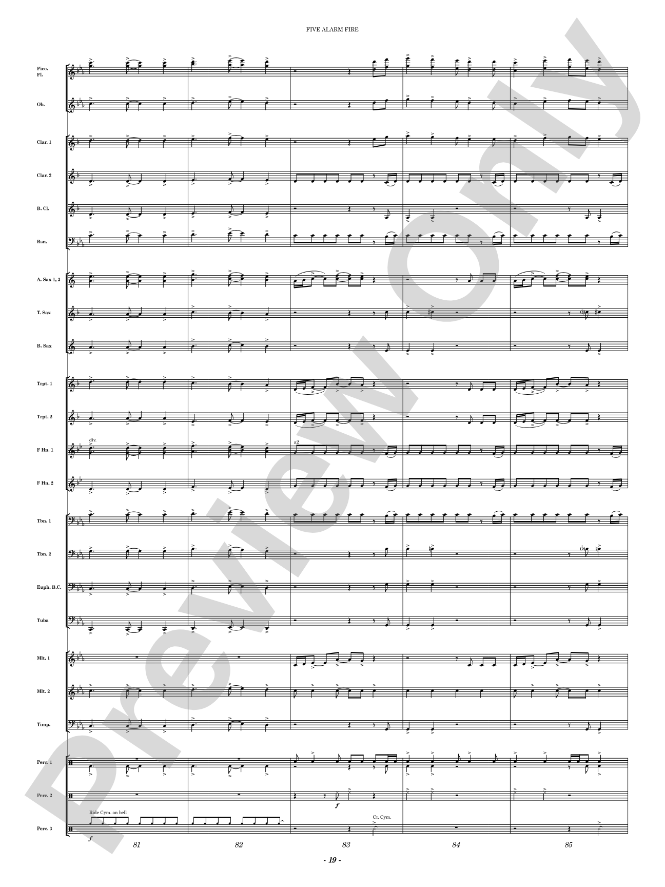 Five Alarm Fire: Concert Band Conductor Score & Parts