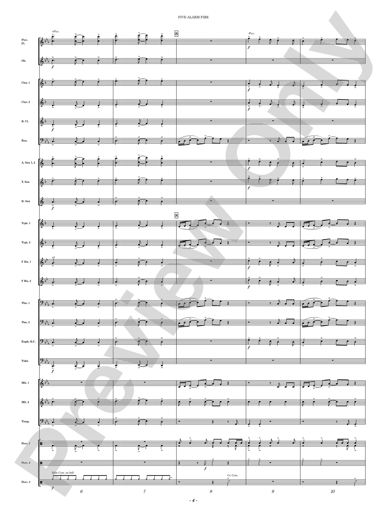Five Alarm Fire: Concert Band Conductor Score & Parts