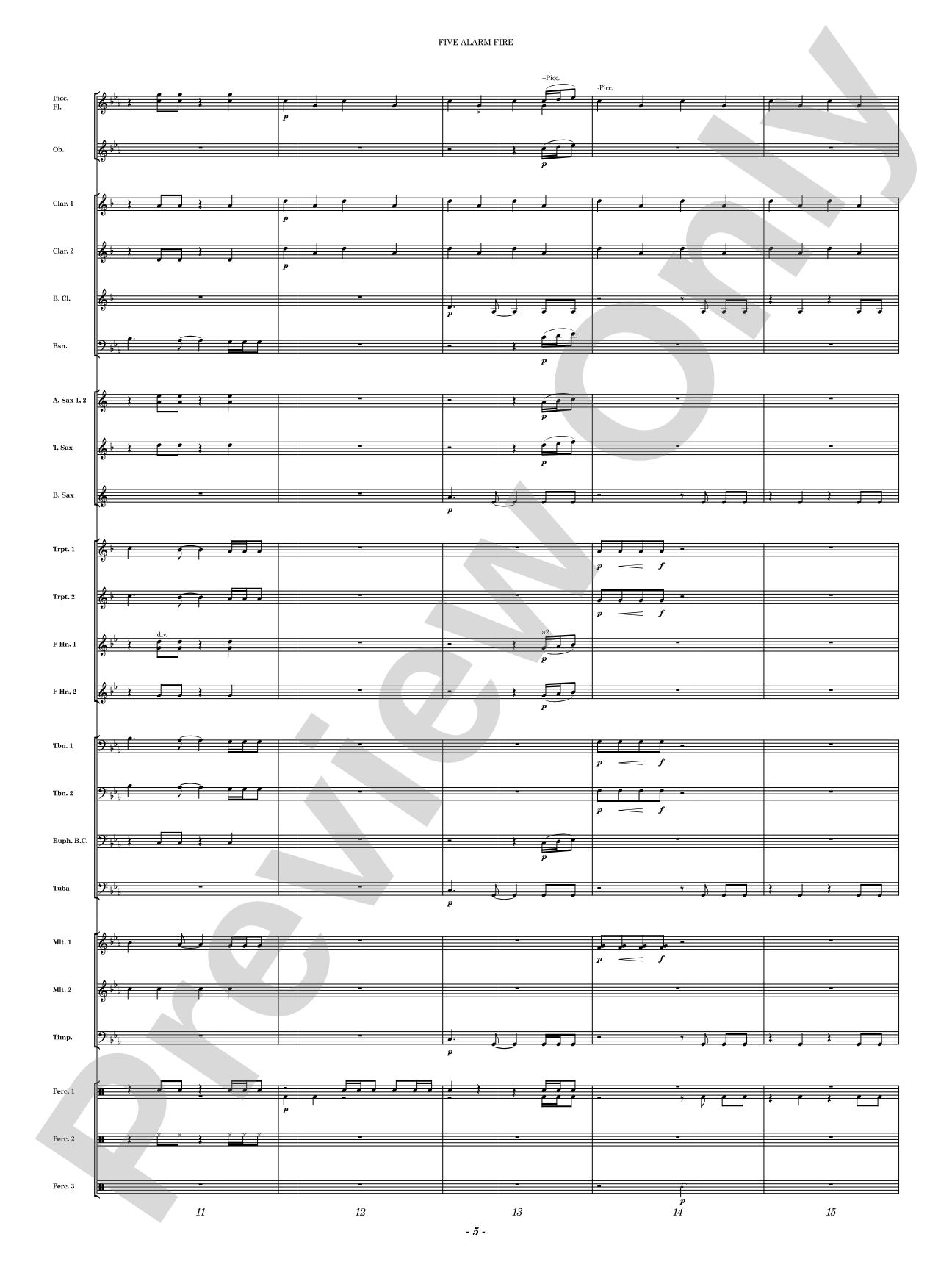 Five Alarm Fire: Concert Band Conductor Score & Parts