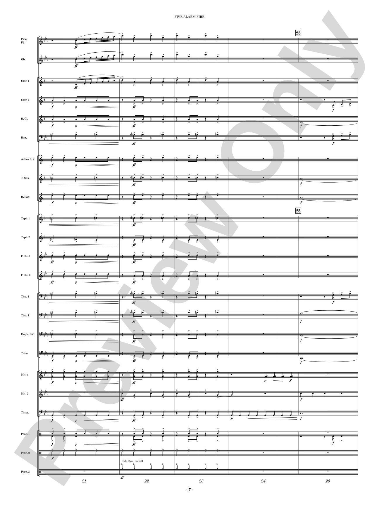 Five Alarm Fire: Concert Band Conductor Score & Parts