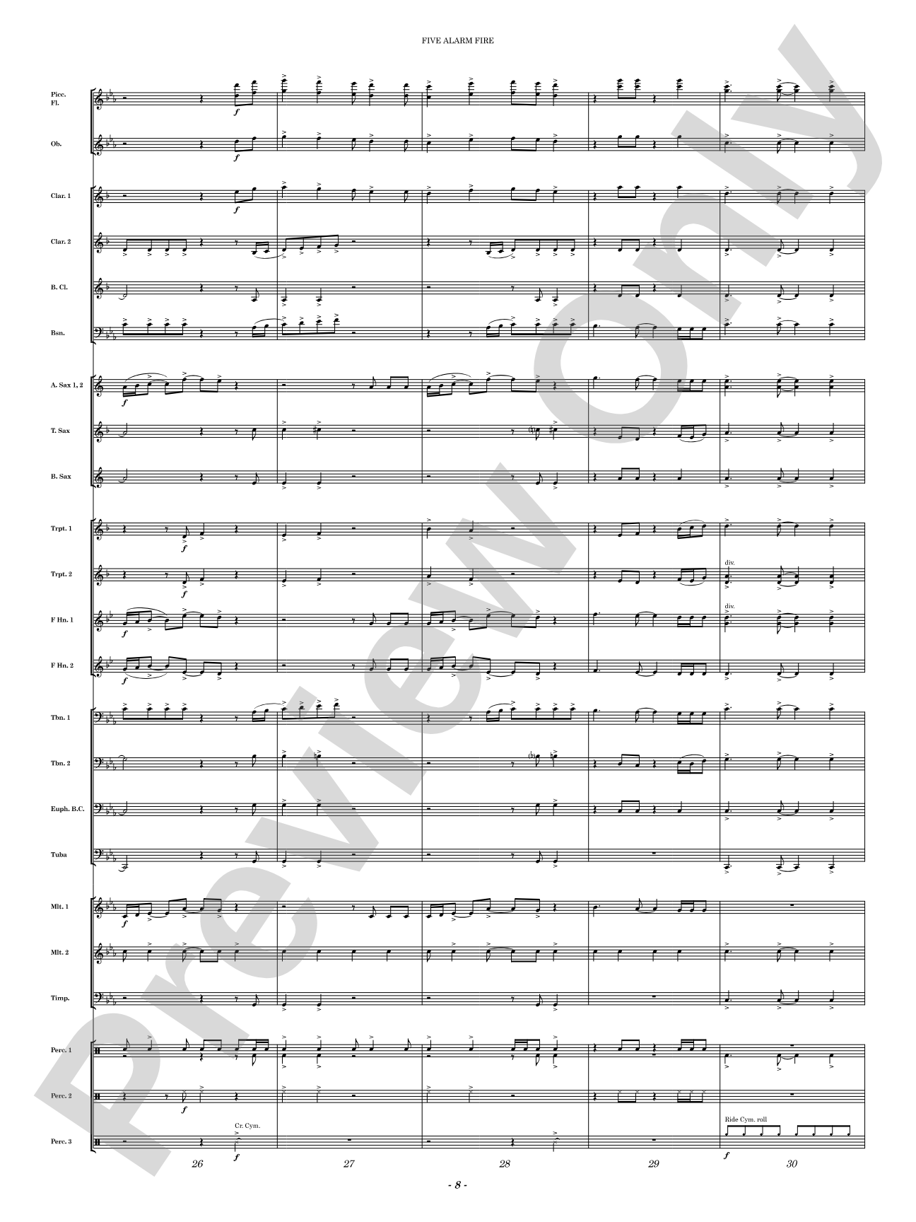 Five Alarm Fire: Concert Band Conductor Score & Parts