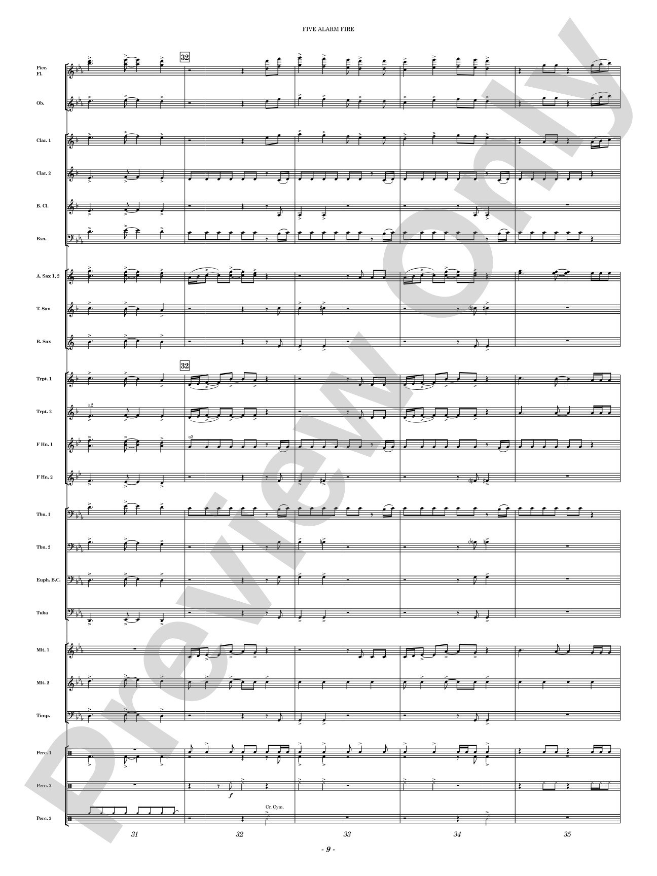 Five Alarm Fire: Concert Band Conductor Score & Parts