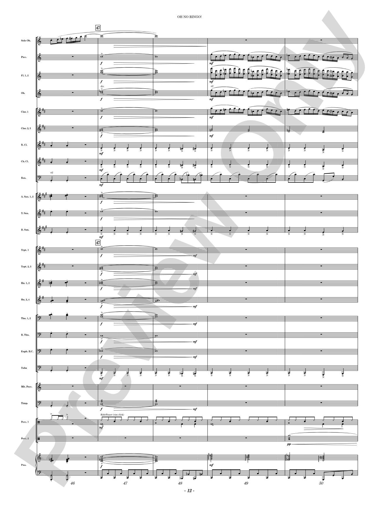 Oh No Ringo!: Concert Band Conductor Score & Parts