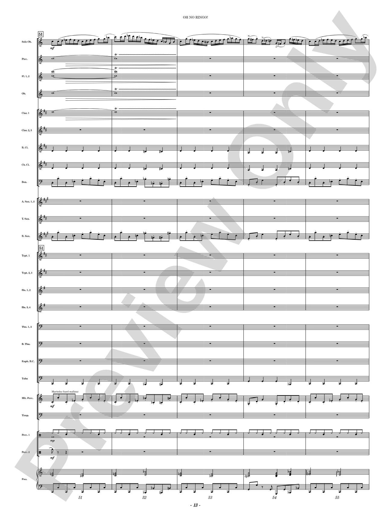 Oh No Ringo!: Concert Band Conductor Score & Parts