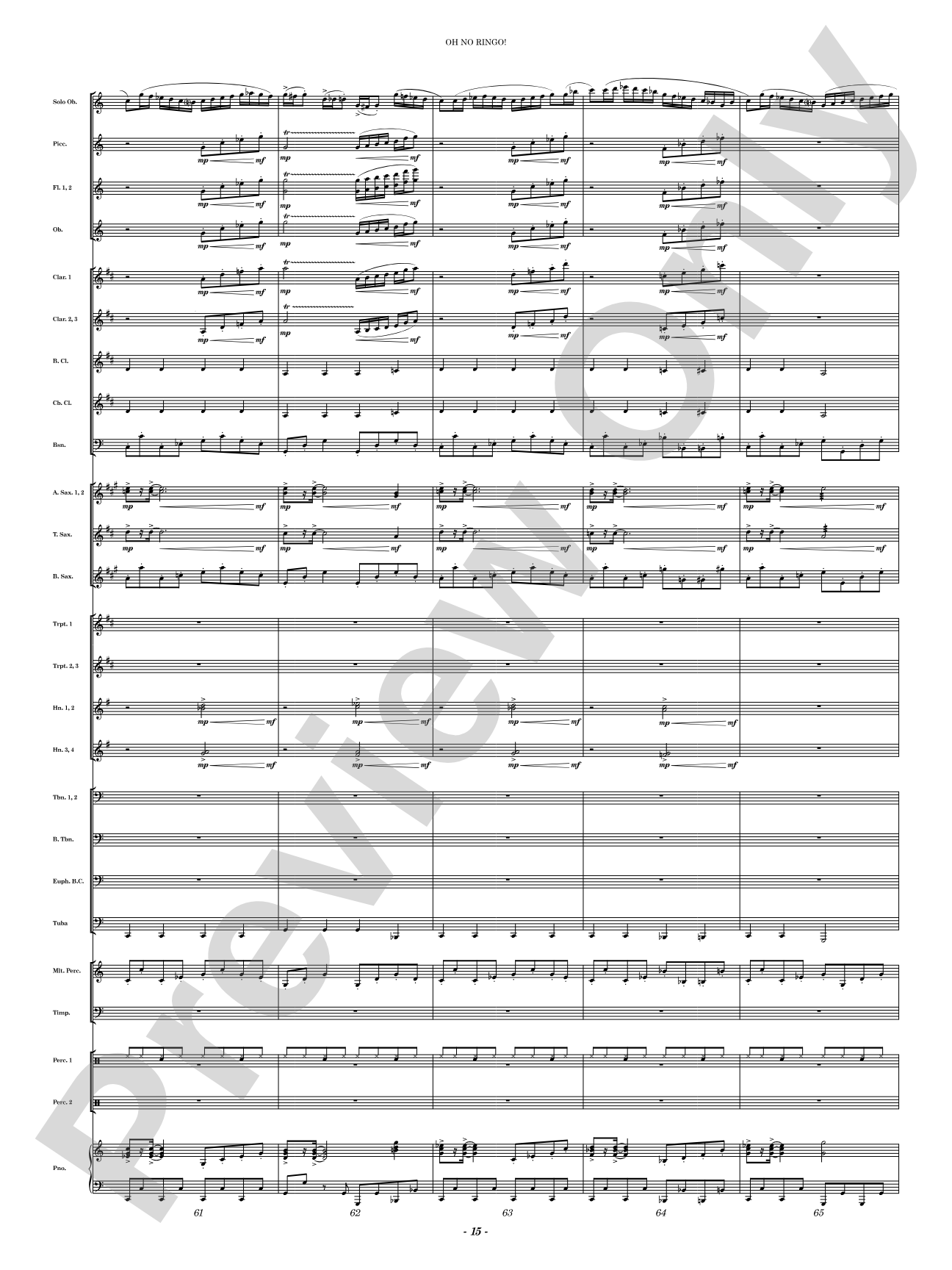 Oh No Ringo!: Concert Band Conductor Score & Parts