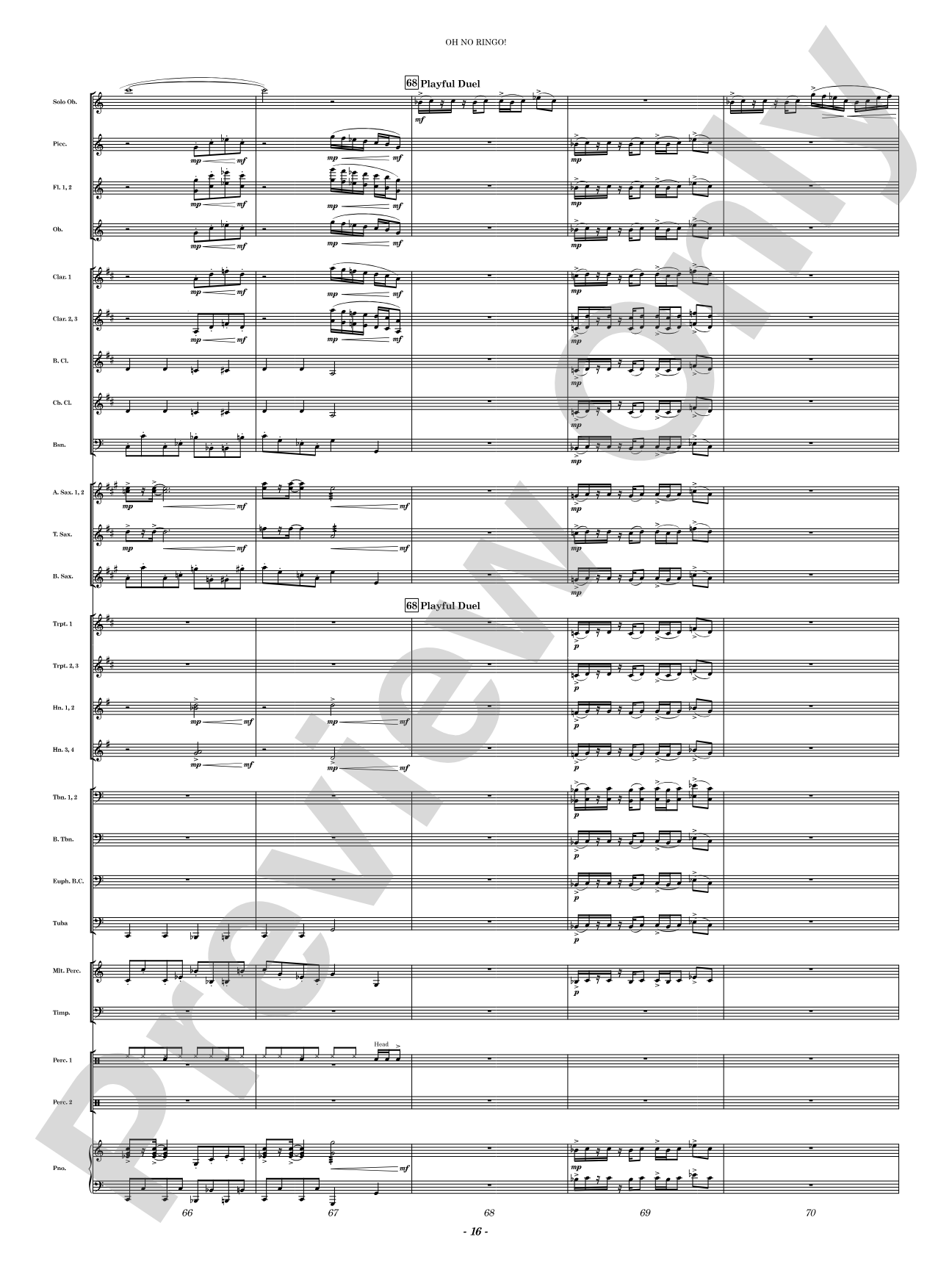 Oh No Ringo!: Concert Band Conductor Score & Parts