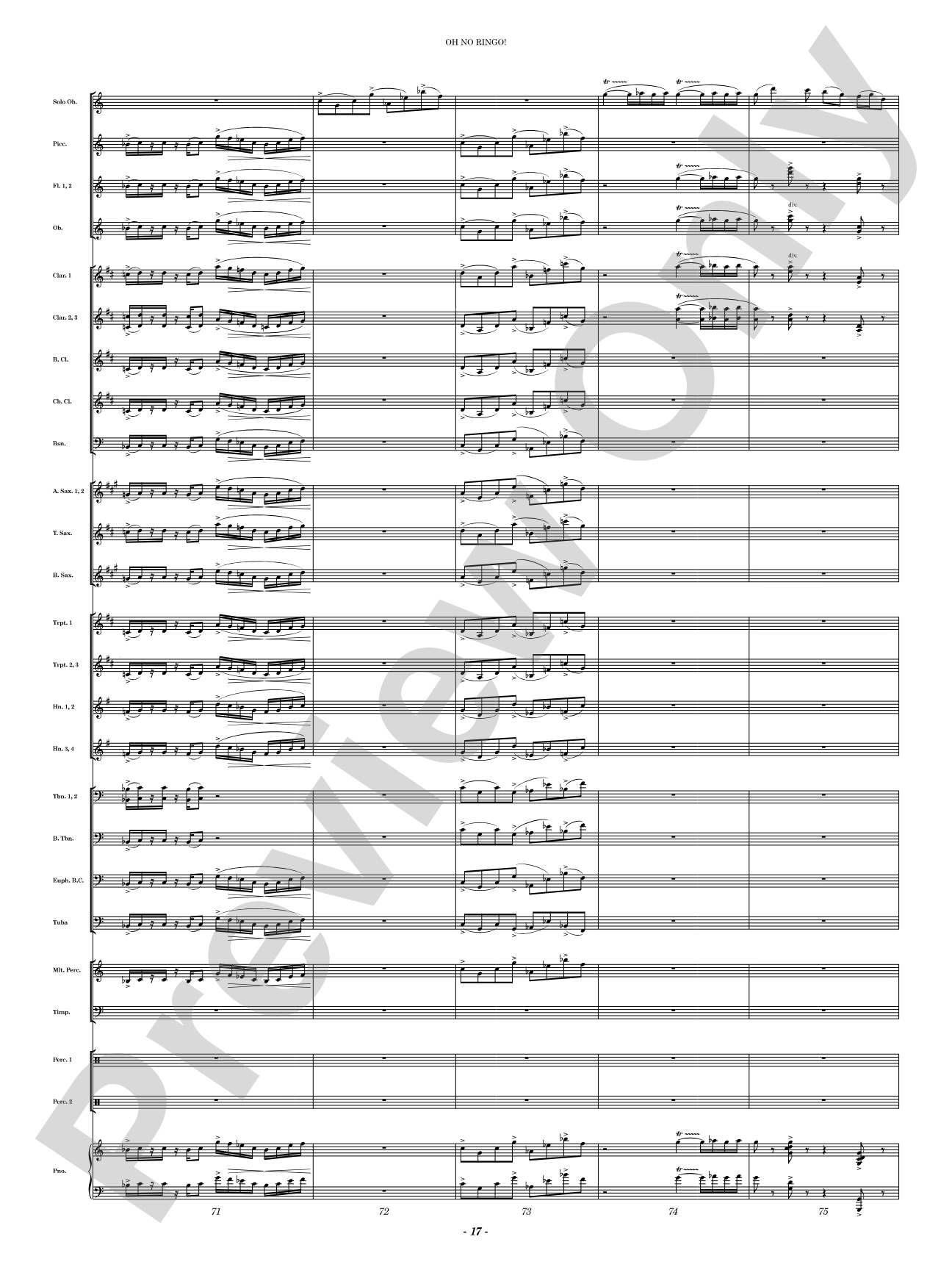 Oh No Ringo!: Concert Band Conductor Score & Parts