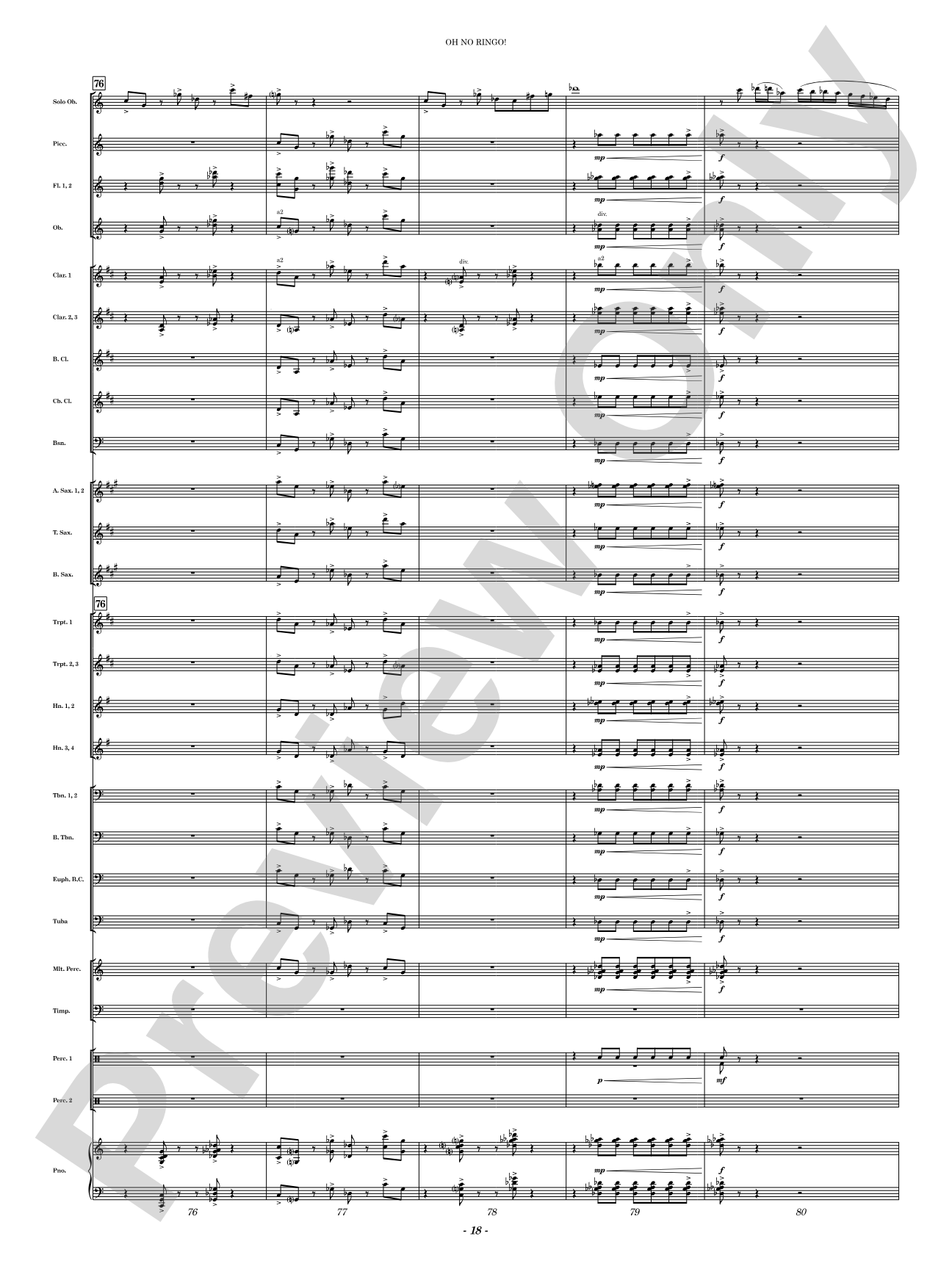 Oh No Ringo!: Concert Band Conductor Score & Parts
